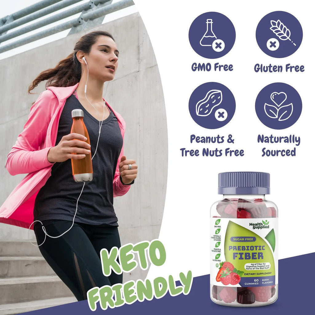 Fiber Prebiotic Gummies Sugar Free, Keto Friendly | Gut Cleansing, Digestive Health Regularity Health Supplied Au supplements