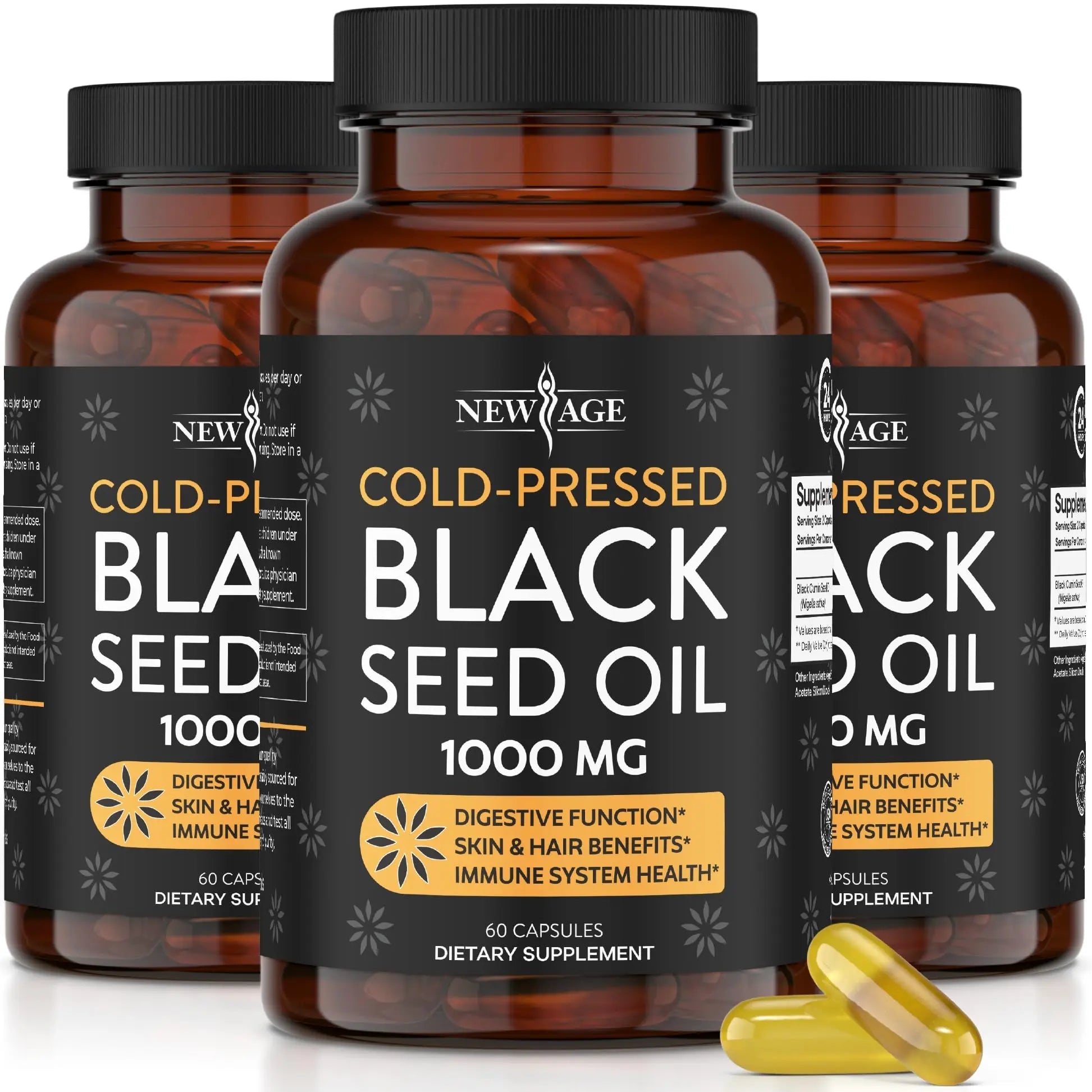 Black Seed Oil Softgel Capsules - Premium Cold-Pressed Nigella Sativa Producing Pure NEW AGE Au supplements