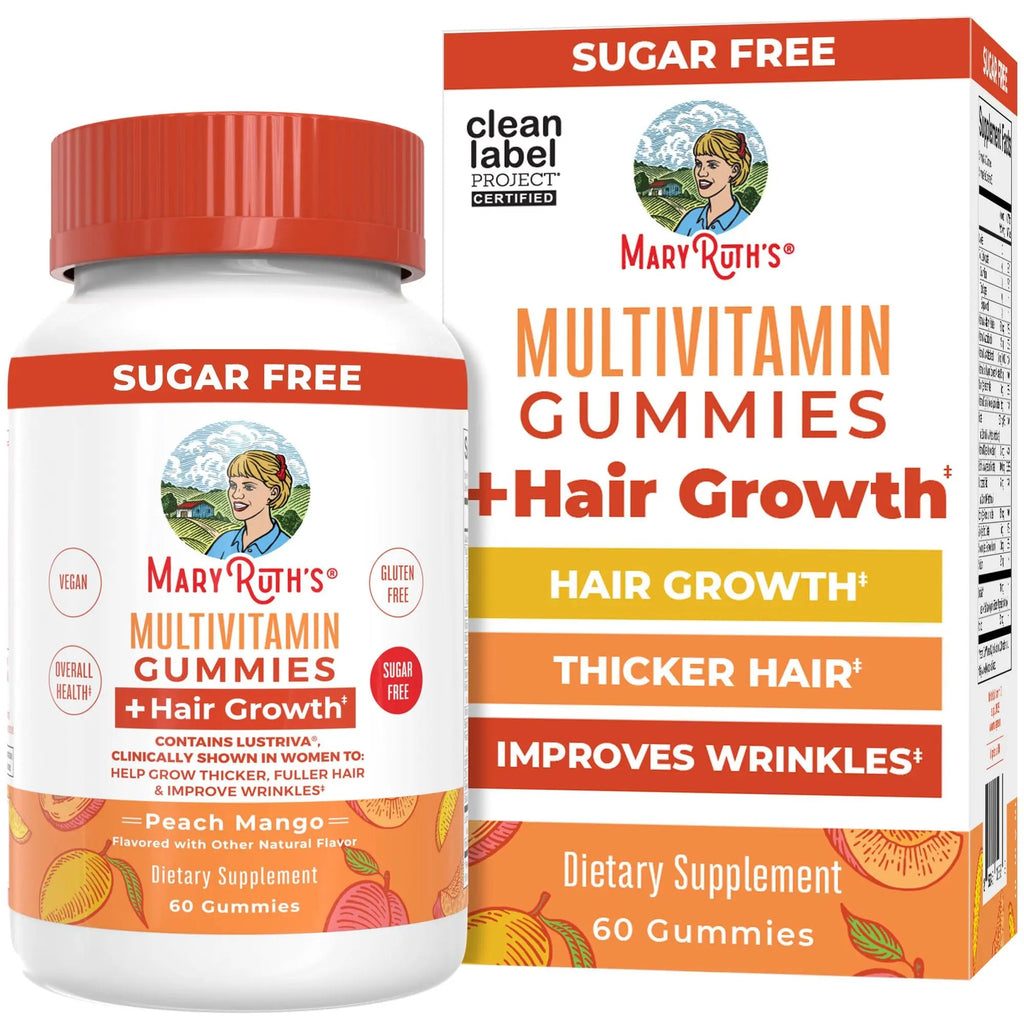 MaryRuth's Multivitamin + Hair Growth Gummies | with Lustriva® | Biotin 10000mcg | B Vitamins | Formulated for Thicker Hair, Wrinkles, Fine Line MARYRUTH'S Au supplements