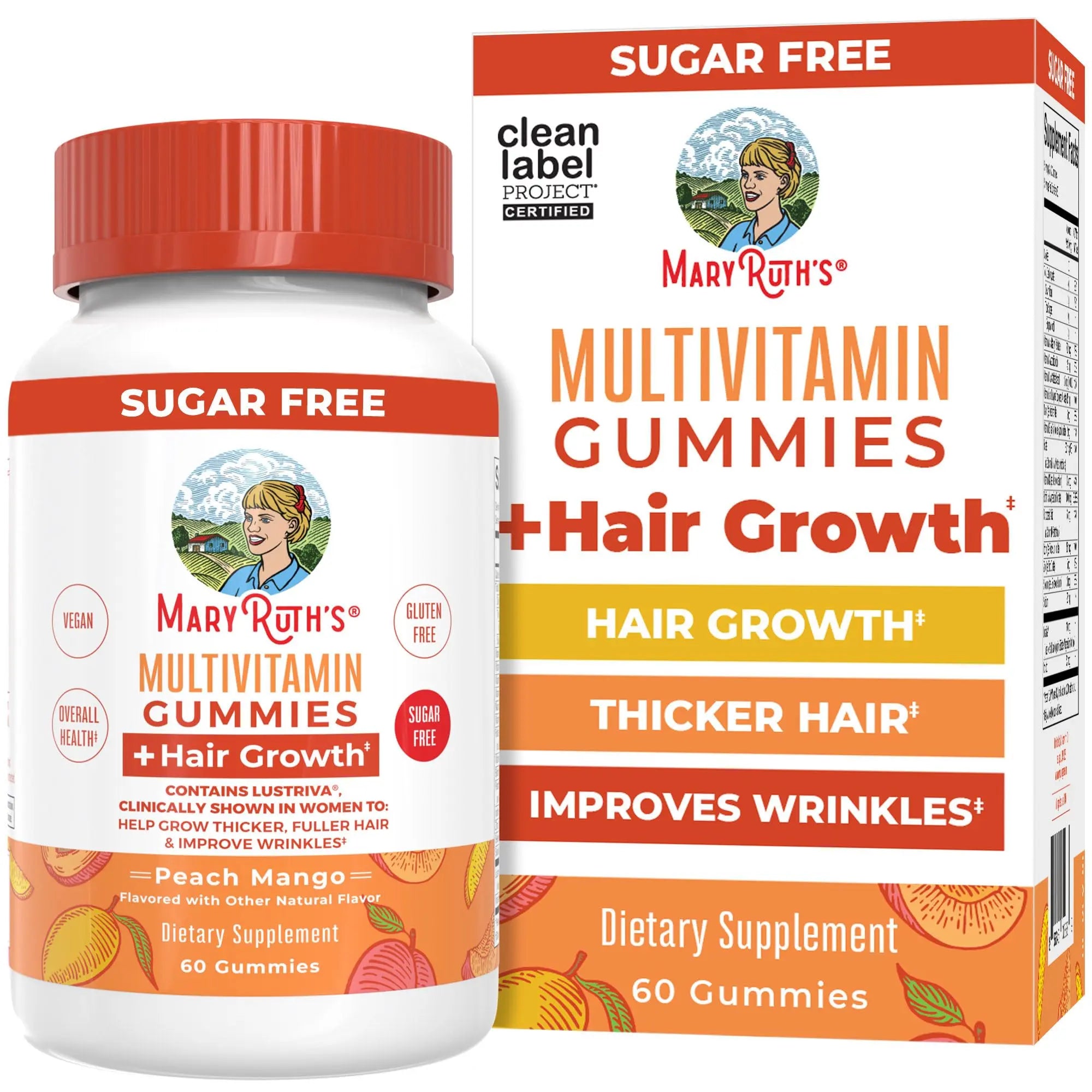 MaryRuth's Multivitamin + Hair Growth Gummies | with Lustriva® | Biotin 10000mcg | B Vitamins | Formulated for Thicker Hair, Wrinkles, Fine Line MARYRUTH'S Au supplements