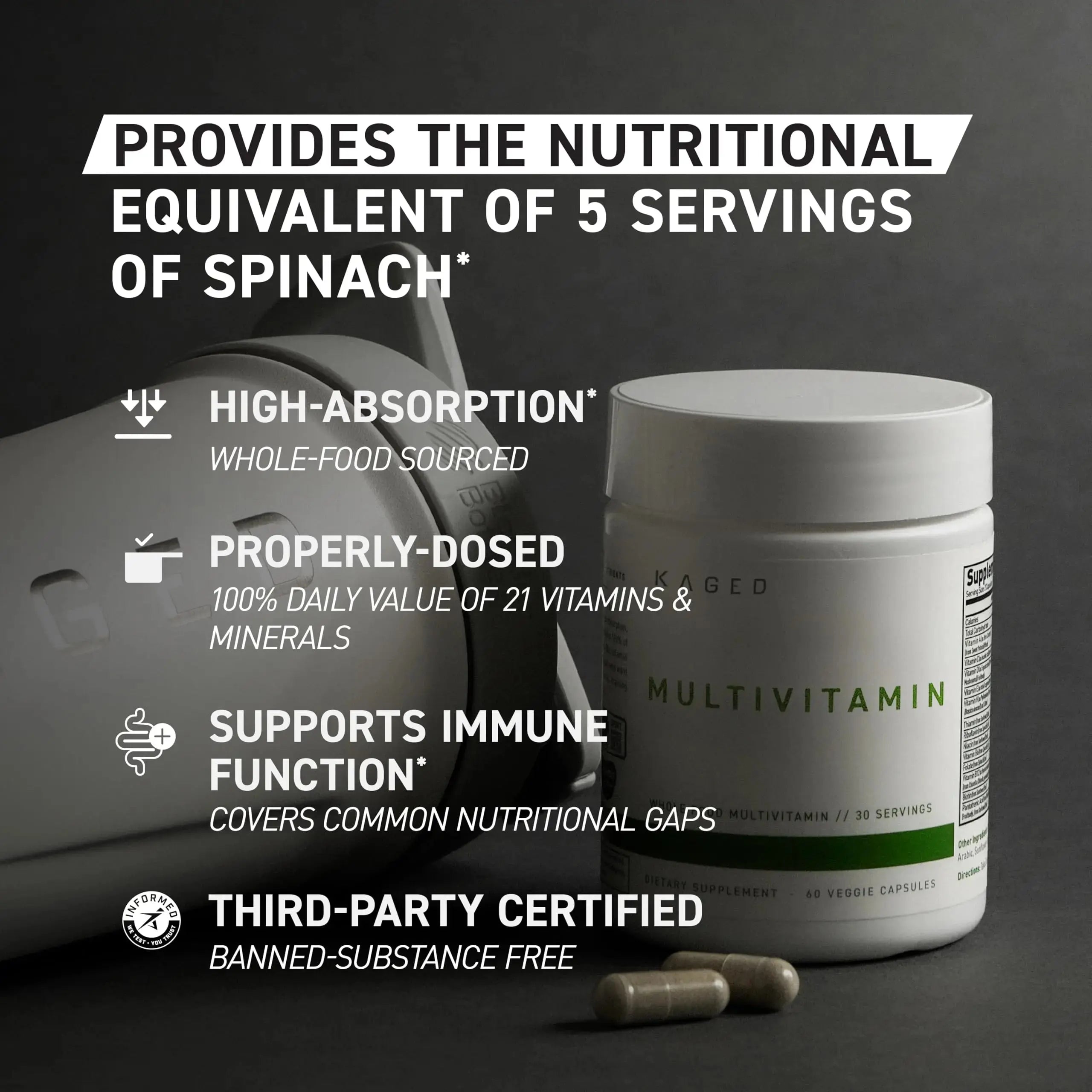 Kaged Multivitamin Capsules | Unflavored | Whole Foods Organic Fruits & Veggies | Plant Based Vegan Multivitamin Kaged Au supplements