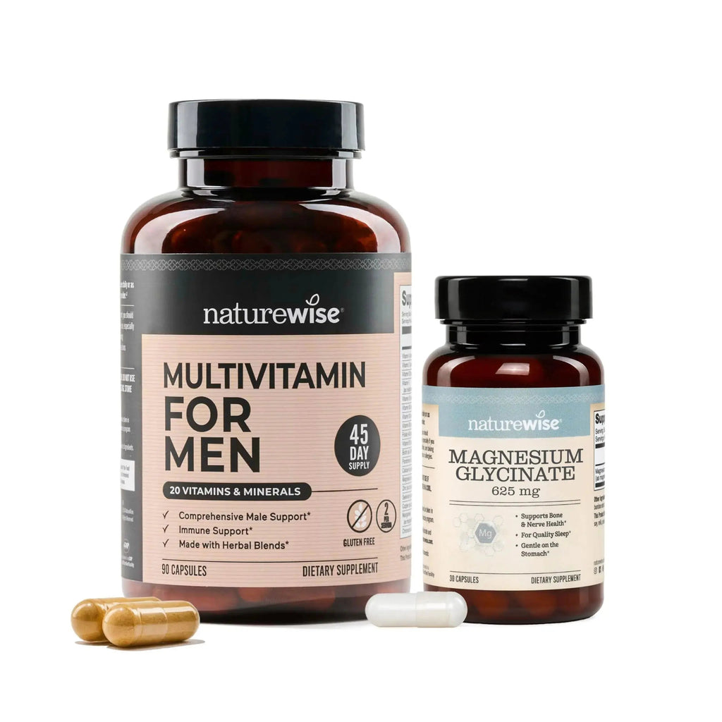NatureWise [1] Multivitamin for Men - Non-GMO - 90 Capsules[45-Day Supply] + [1] Magnesium Glycinate 625mg - Chelated Magnesium - 30 Capsules[30-Day Supply] NatureWise Au supplements