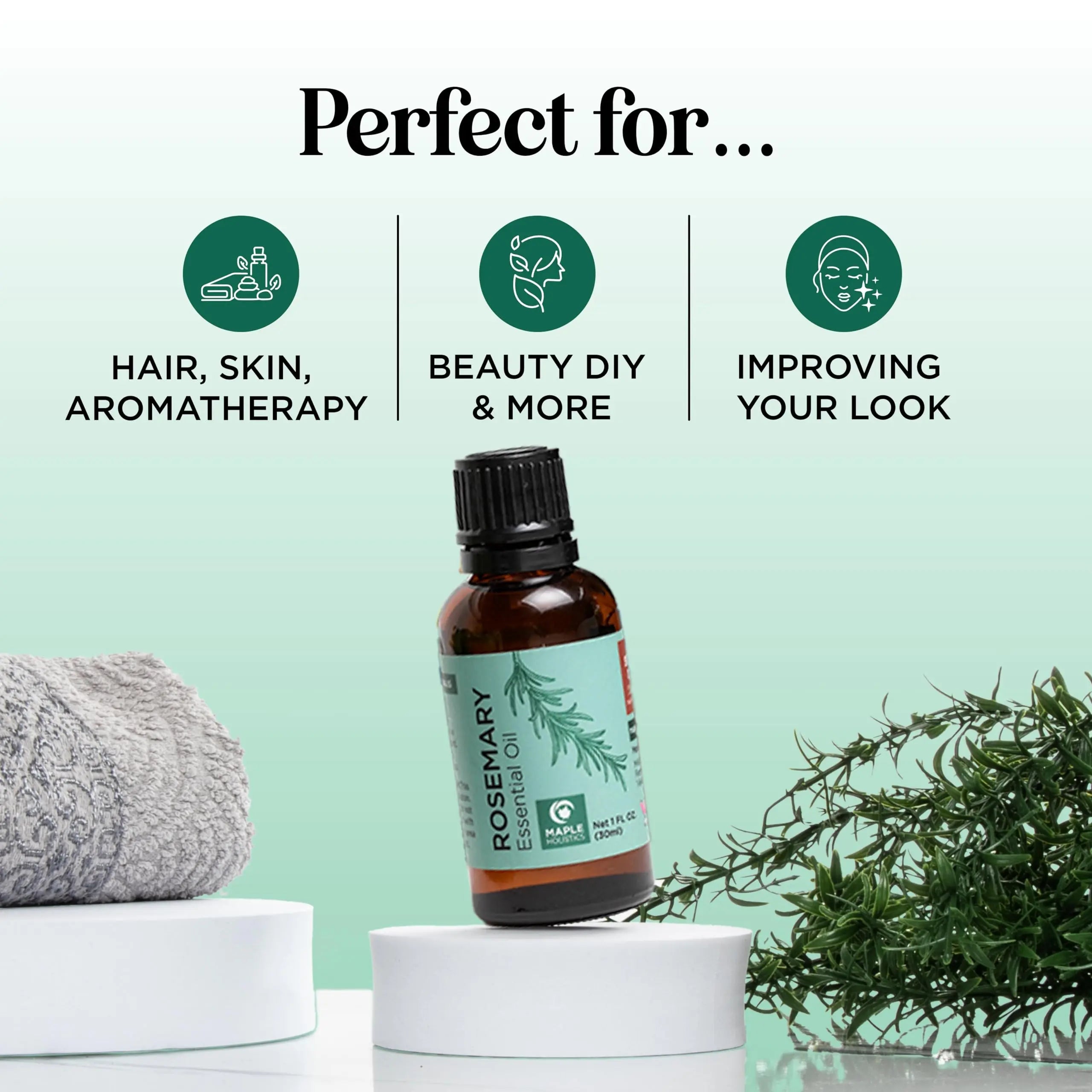 Pure Rosemary Essential Oil for Aromatherapy - Pure Rosemary Oil for Hair Skin and Nails Maple Holistics Au supplements