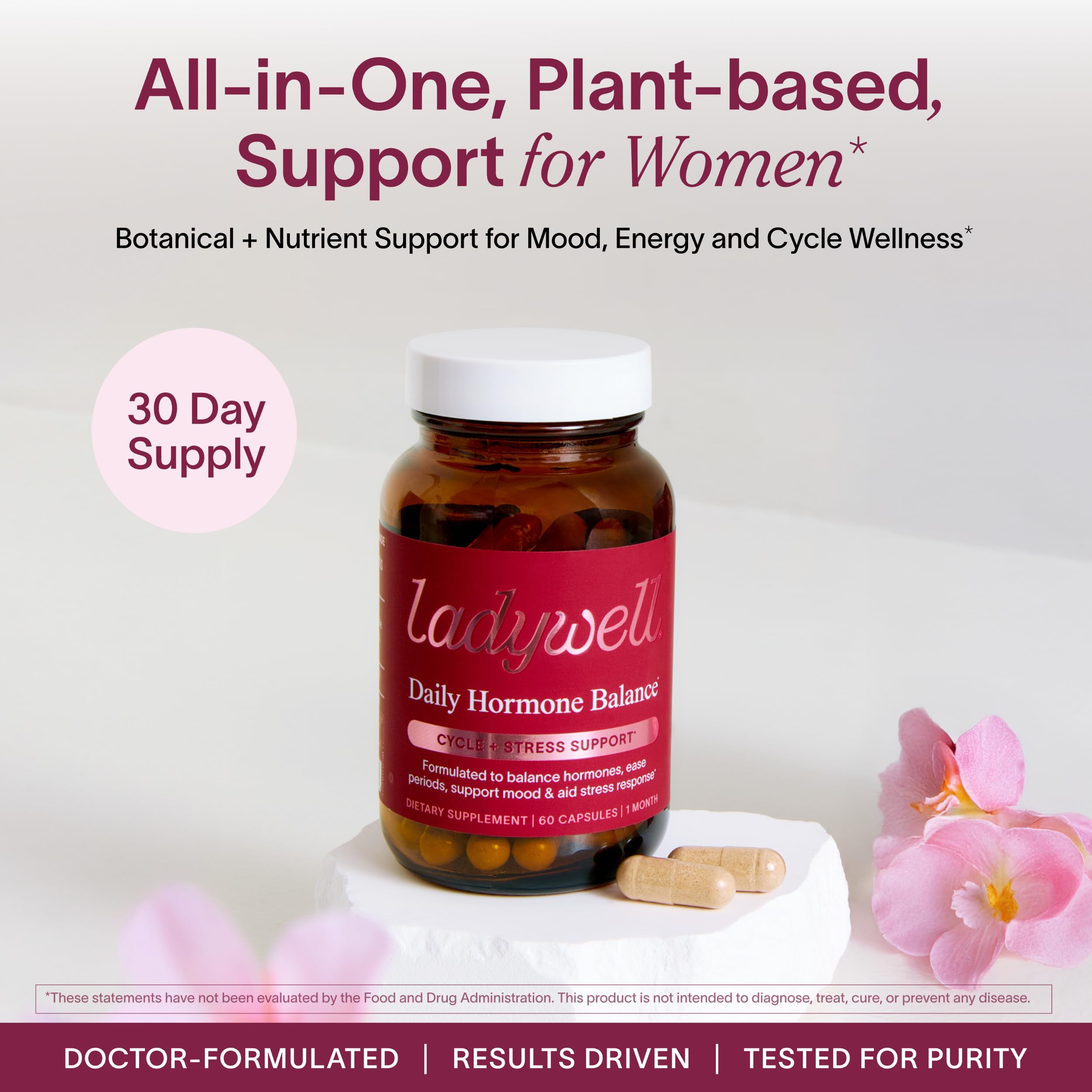Ladywell Daily Hormone Balance Capsules | Natural Cycle Support for Women | Supports Mood, Bloating, Cramps, Skin Health & Cravings | with Chasteberry, B Vitamins, Ashwagandha, Saffron & More | 60 Ct Ladywell Au supplements