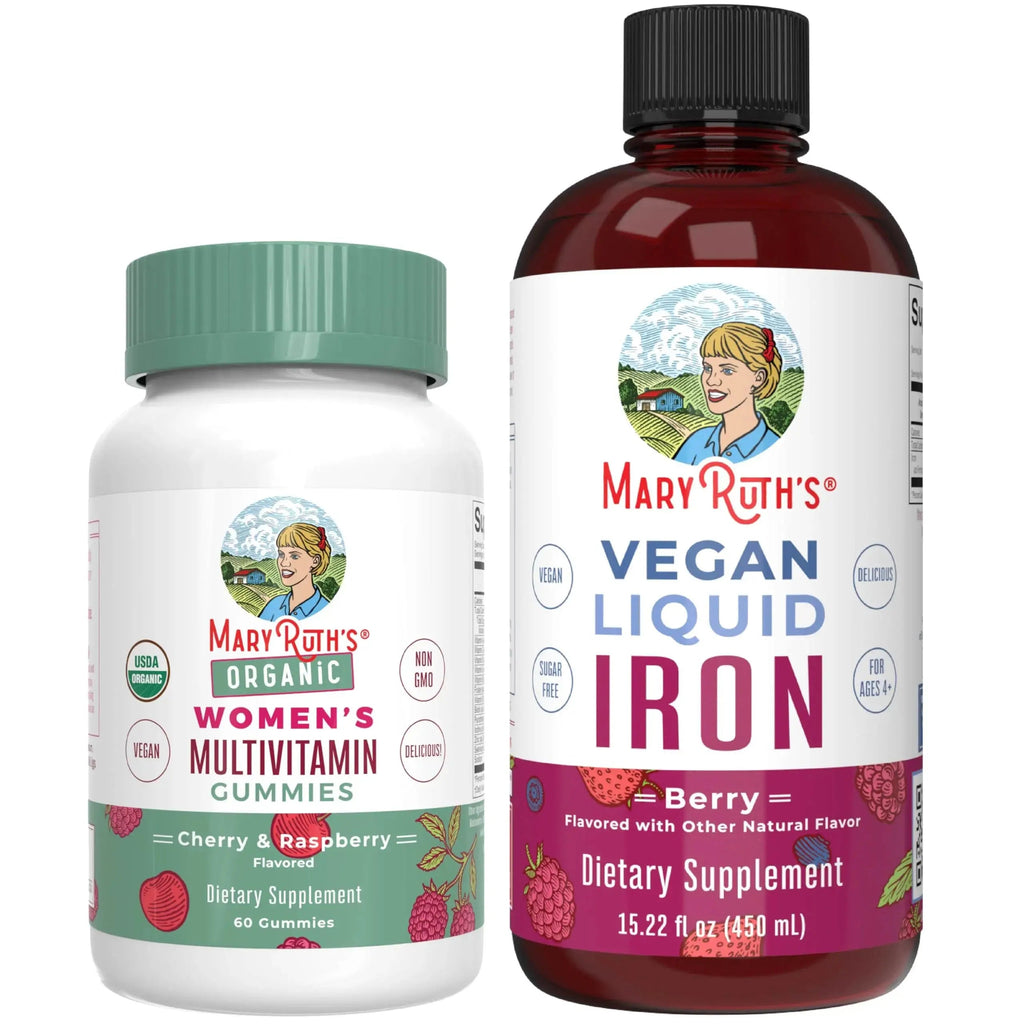 MaryRuth's Multivitamin Gummies for Women (Cherry & Raspberry) & Iron Liquid Supplement (Berry) | Clean Label Project Verified MARYRUTH'S Au supplements