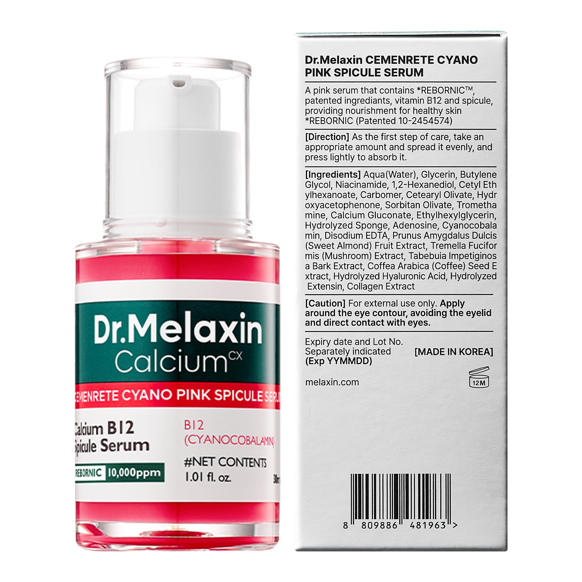 Dr.Melaxin Cyano Pink Spicule Niacinamide Serum – Vitamin B12 Pore Minimizer, Liquid Microneedle Facial Treatment
