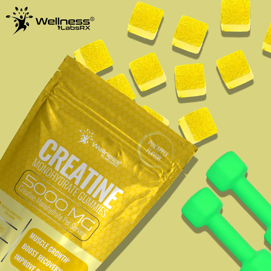 Creatine Gummies 5000mg, 30 Servings Creatine Monohydrate Gummies - Third-Party Tested Creatine for Women, Pineapple Flavor Creatine for Men, Muscle Growth,