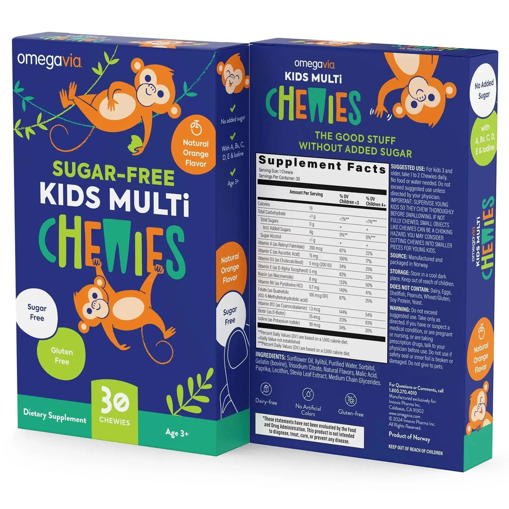 OmegaVia Sugar Free Kids Multivitamin Chewies - Daily Chewable Gummy Vitamins for Kids 3+ OmegaVia Au supplements
