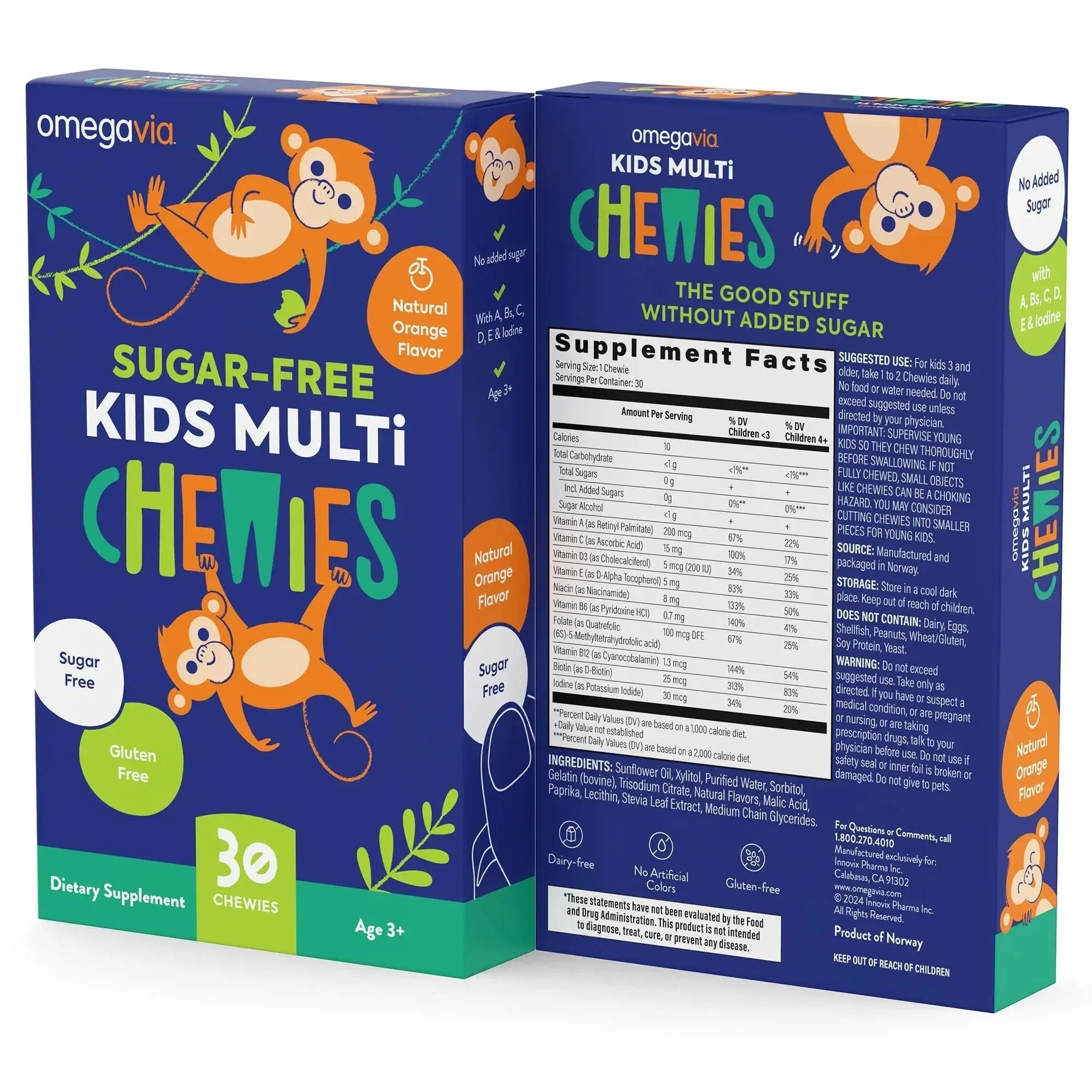 OmegaVia Sugar Free Kids Multivitamin Chewies - Daily Chewable Gummy Vitamins for Kids 3+ OmegaVia Au supplements