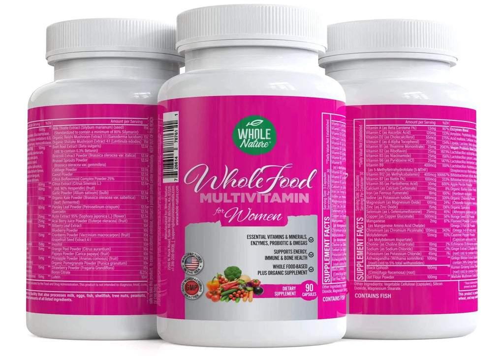 Whole Nature Whole Food Multivitamin for Women Womens Multi Vitamin with Folate, B12 Methyl, Vitamins, Minerals, Probiotics and Omegas Whole Nature Au supplements