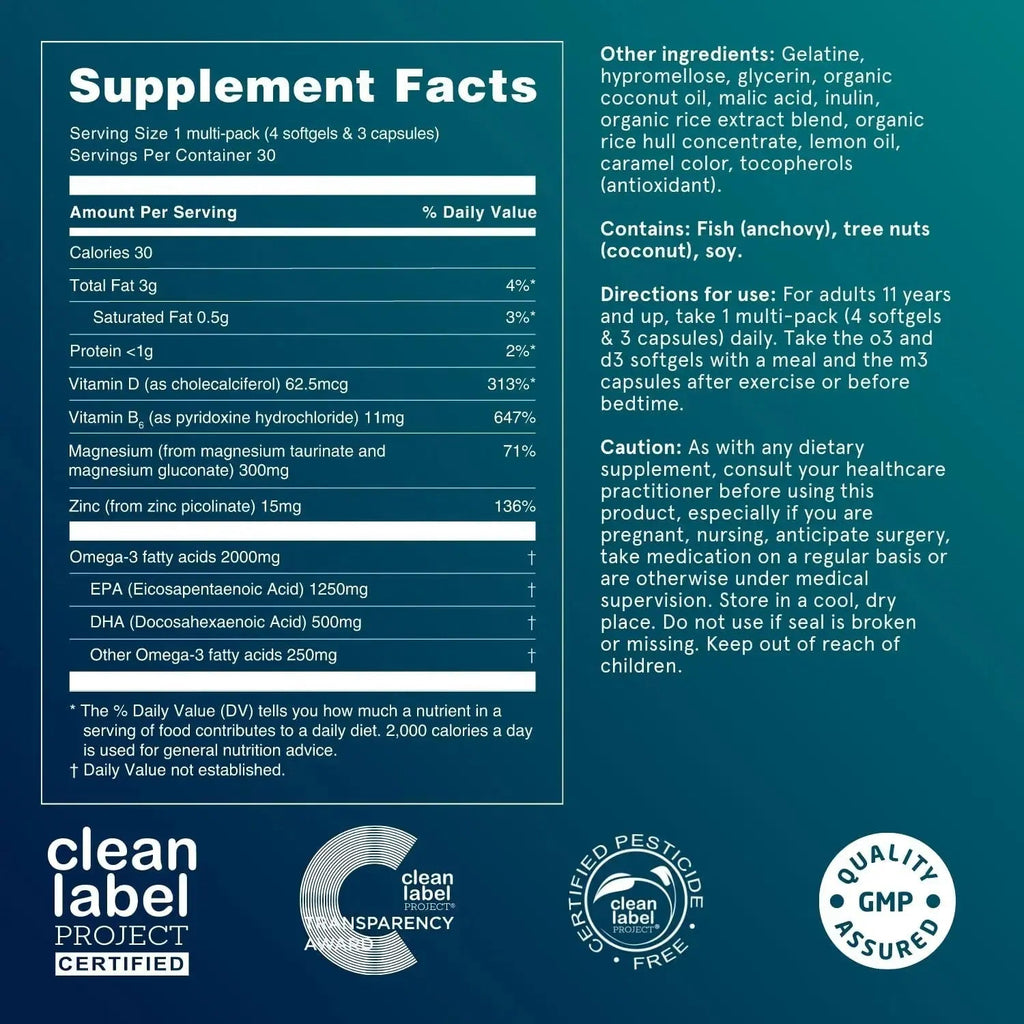 Puori P3 Health Essentials with Magnesium Zinc Complex, Omega 3 Fish Oil & Vitamin D3 Supplements - Men & Womens Daily Multi Puori Au supplements