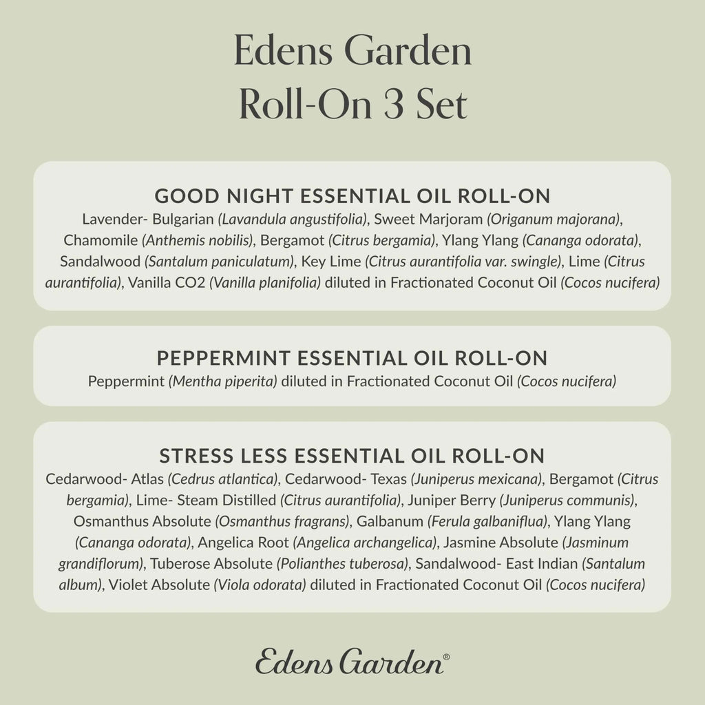 Edens Garden Essential Oil Roll-On Set (Good Night, Peppermint, Stress Less)- Aromatherapy Roller Edens Garden Au supplements