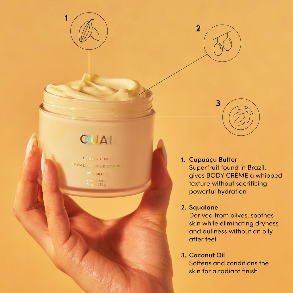 OUAI Body Cream, St. Barts - Hydrating Whipped Body Cream with Cupuaçu Butter, Coconut Oil and Squalane - Softens Skin and Delivers Healthy-Looking Glow - Sulfate-Free Skin Care (7.5 Oz) OUAI Au supplements