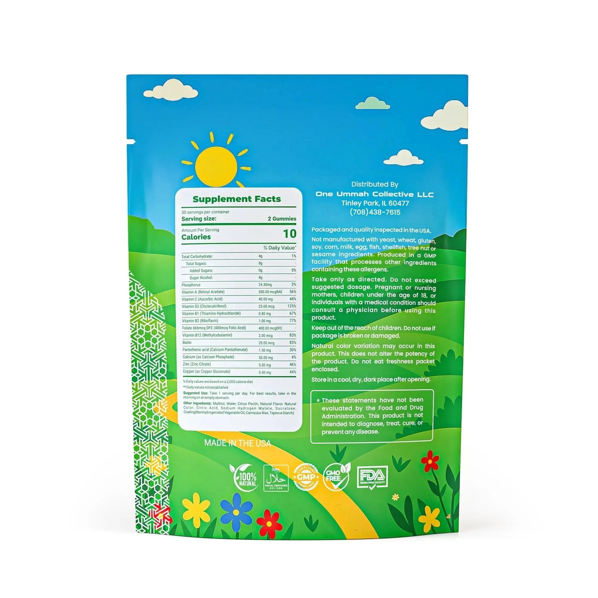 Halal Certified Kids Multivitamin Gummies - Sugar Free, Easy Digestion & High Absorption - Packed with Essential Nutrients One Ummah Au supplements