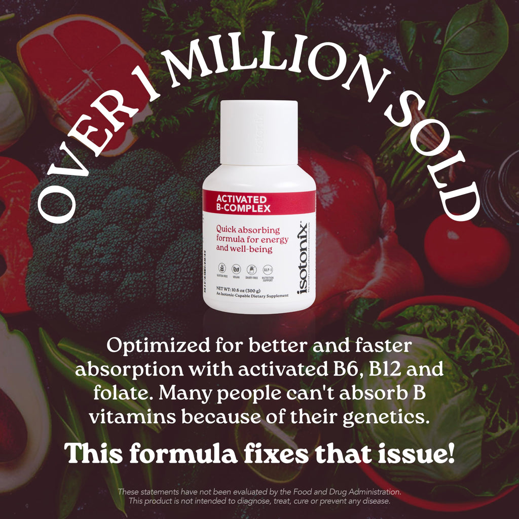 Isotonix Activated B Complex – Vegan B Vitamin Supplement for Energy, Stress Relief, and Nervous System Health – Isotonic Drinkable Formula – 90 Servings