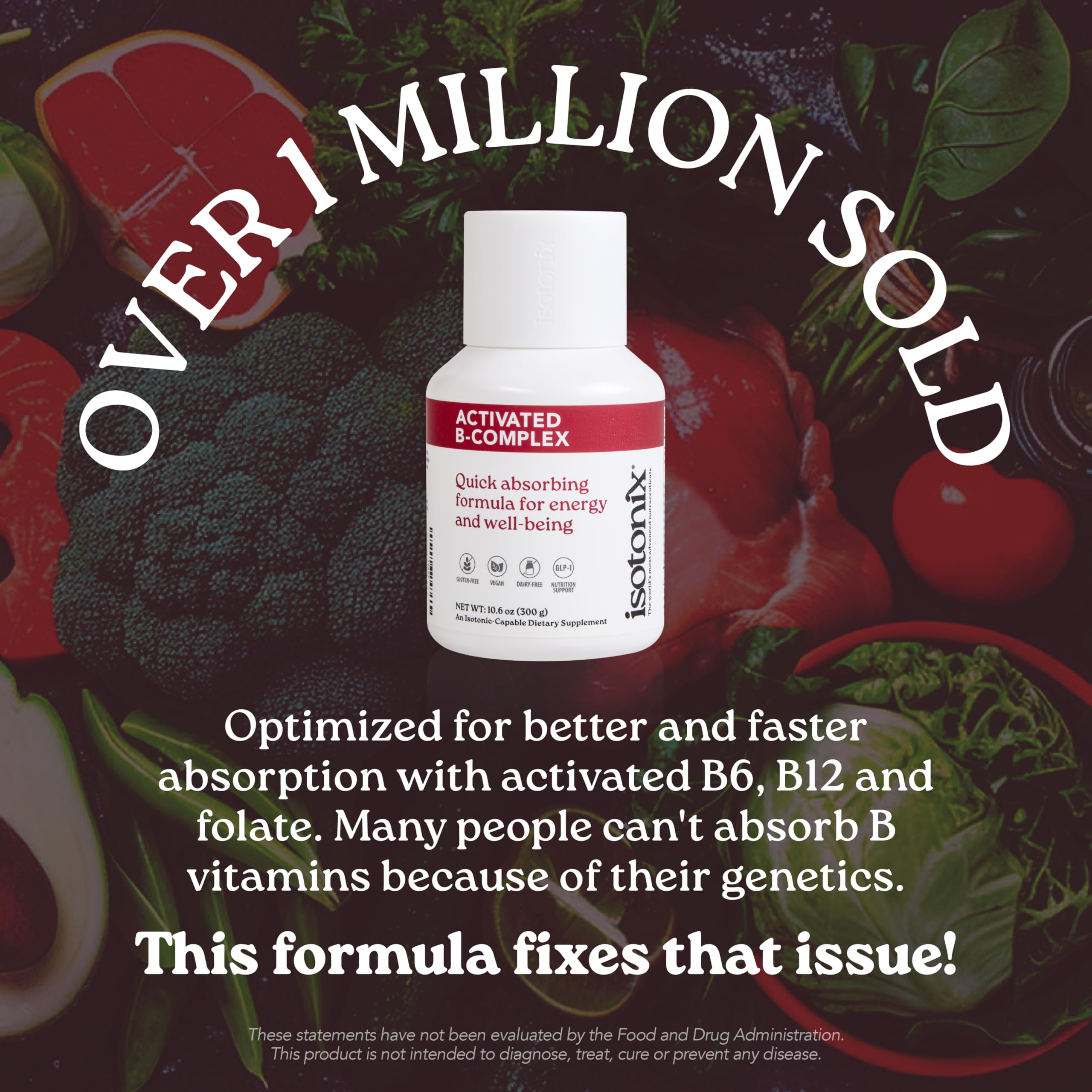 Isotonix Activated B Complex – Vegan B Vitamin Supplement for Energy, Stress Relief, and Nervous System Health – Isotonic Drinkable Formula – 90 Servings