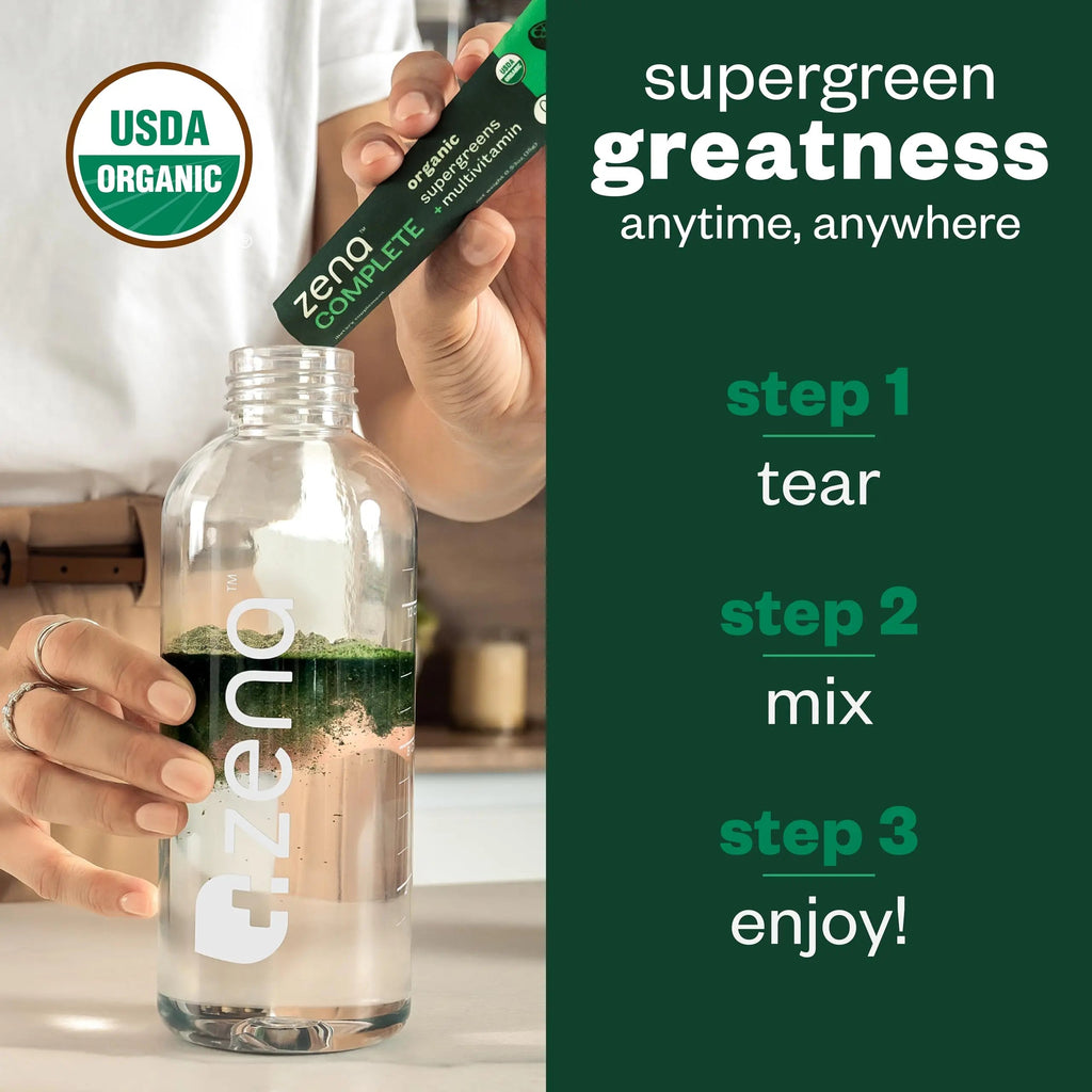 Zena Complete Organic Super Greens Powder & Multivitamin, 90+ Supergreens, Fruits, Veggies, Pre & Probiotics, Watermelon Citrus Flavor Zena Nutrition Au supplements