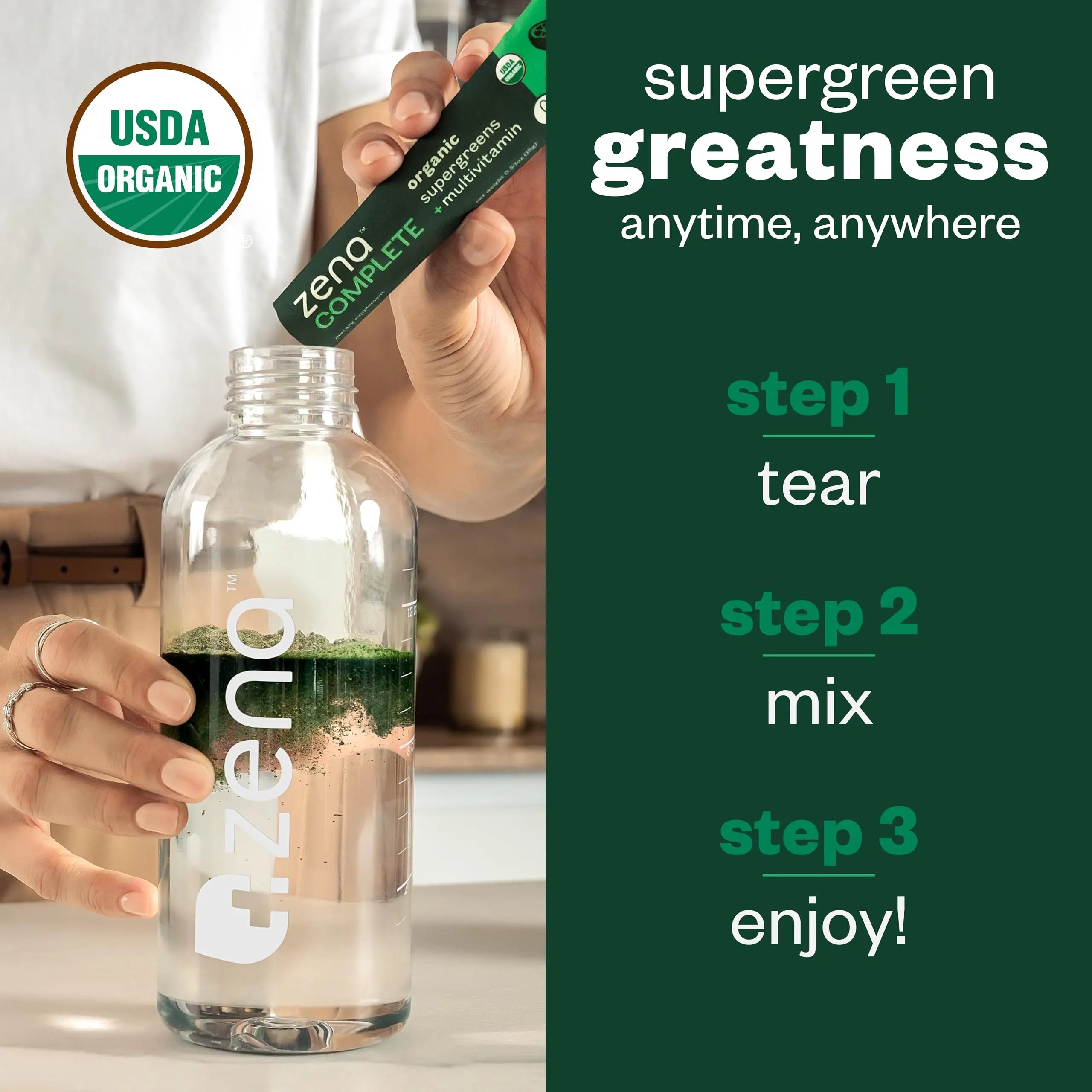 Zena Complete Organic Super Greens Powder & Multivitamin, 90+ Supergreens, Fruits, Veggies, Pre & Probiotics, Watermelon Citrus Flavor Zena Nutrition Au supplements