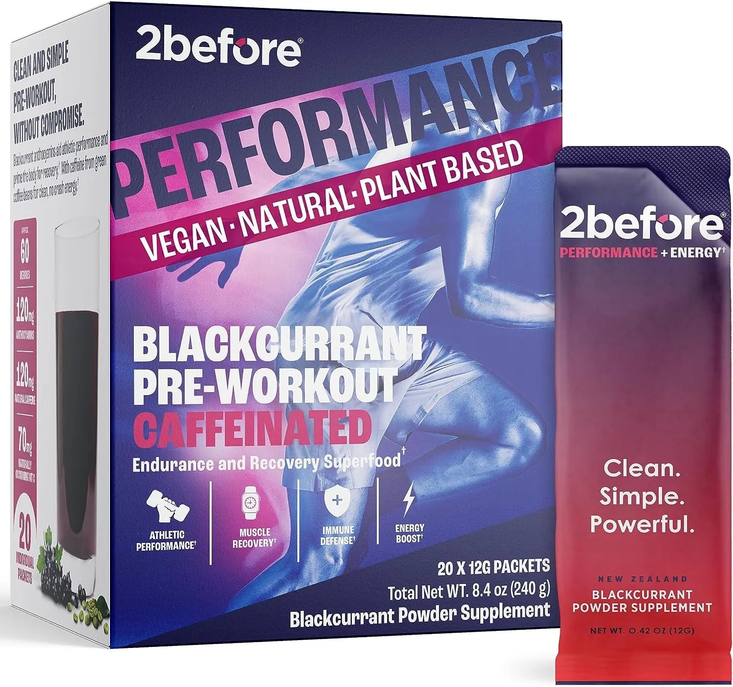 2before All Natural Vegan Pre Workout, with 120mg Caffeine I Clean Energy, Endurance 2before Au supplements