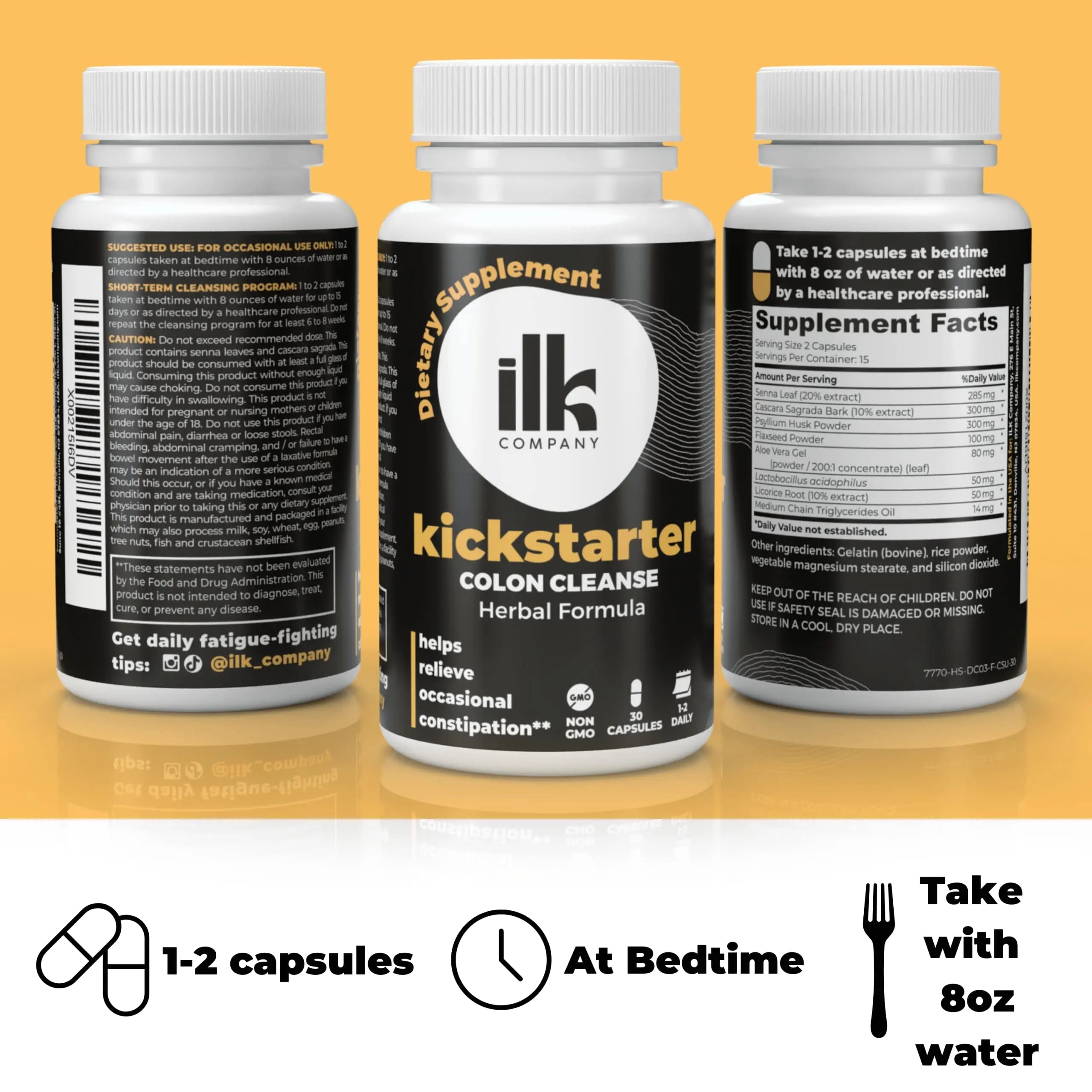ILK COMPANY Made in USA Herbal Colon Cleanse Capsules - Non GMO - Gluten Free Capsules ILK COMPANY Au supplements