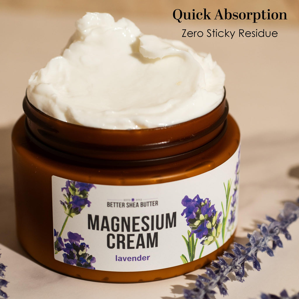 Better Shea Butter Magnesium Cream | Lavender | Relieves Leg Cramps and Muscle Tension | Night Lotion for Pregnancy, Kids and Baby | Handcrafted with Organic Ingredients Better Shea Butter Au supplements