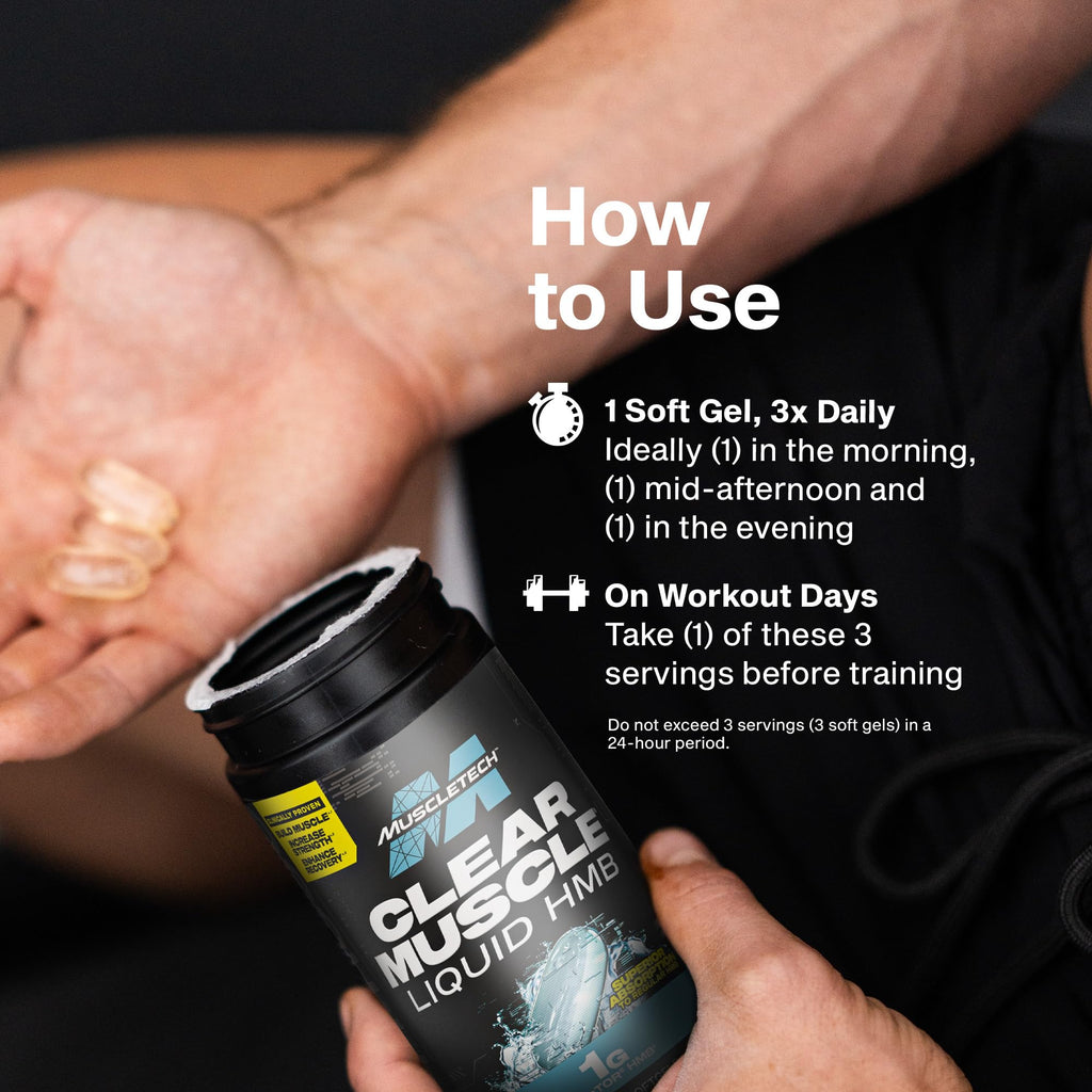 Muscletech HMB Supplements 1000mg, Clear Muscle (42 Liquid Softgels) - Highest Grade HMB for Lean Muscle & Recovery-HMB Free Acid Muscle Supplement-Help Decrease