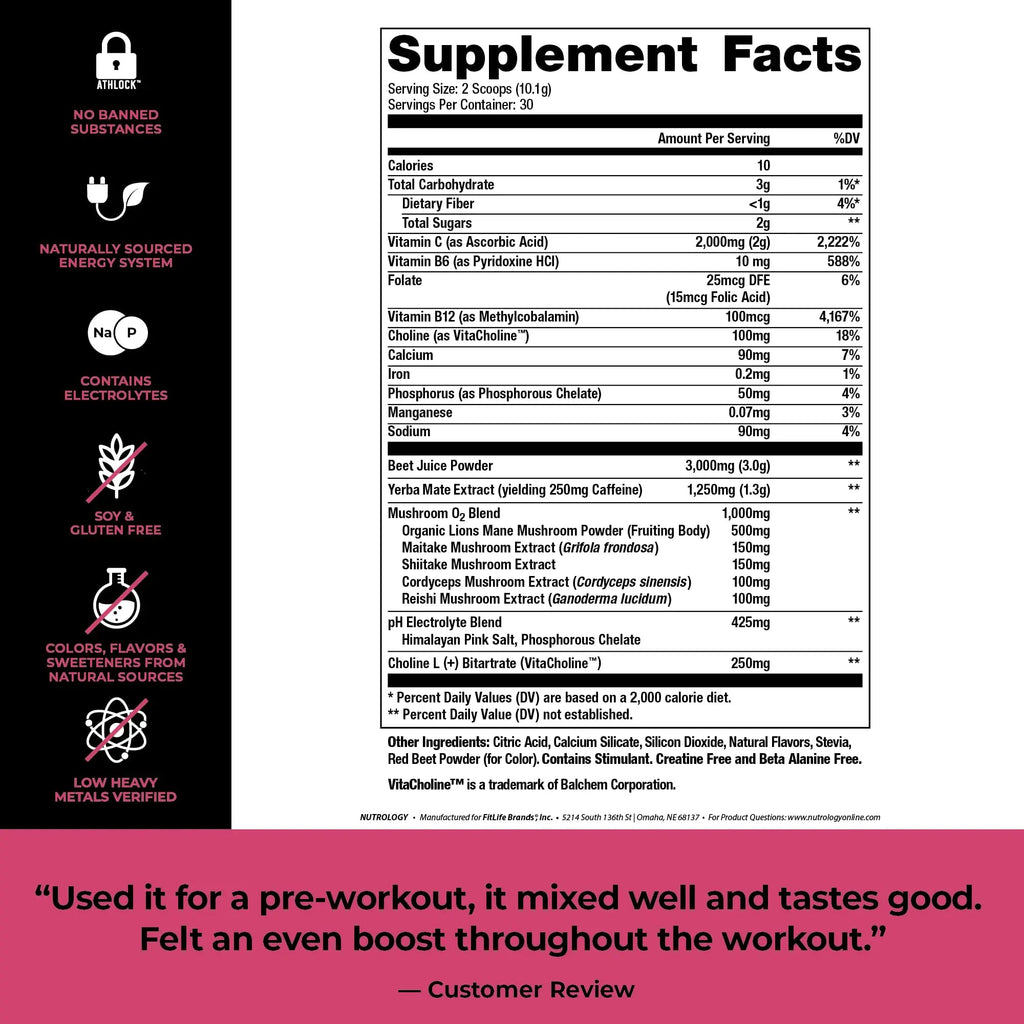 Nutrology Beet Natural O2, Pre Workout Powder, Energy, Endurance; Nitric Oxide Booster Nutrology Au supplements