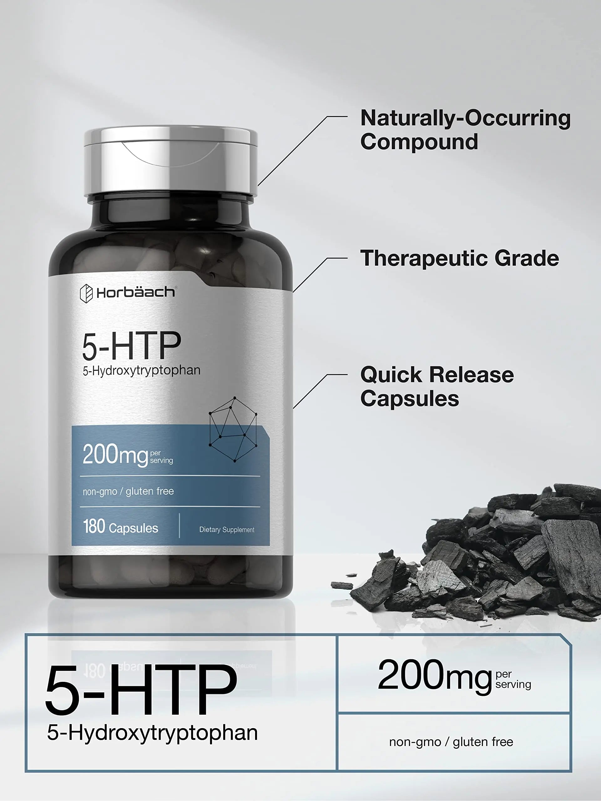 5HTP 200mg Capsules | 180 Capsules | Griffonia Simplicifolia | 5HTP Extra Strength Supple Horbäach Au supplements