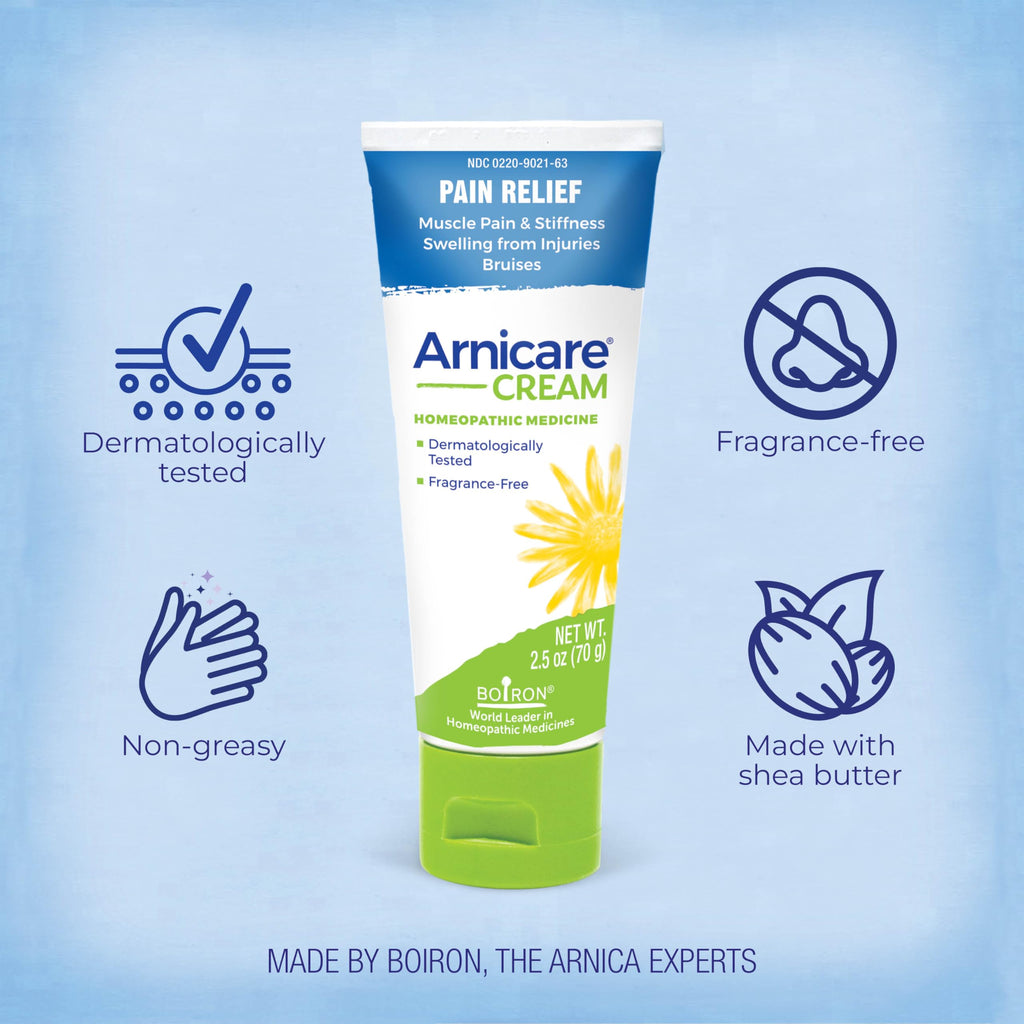 Boiron Arnicare Cream Natural Soothing Relief for Joint Pain, Muscle Pain, Swelling, Soreness, and Stiffness - Fast Absorbing and Fragrance-Free - 2.5 oz Boiron Au supplements