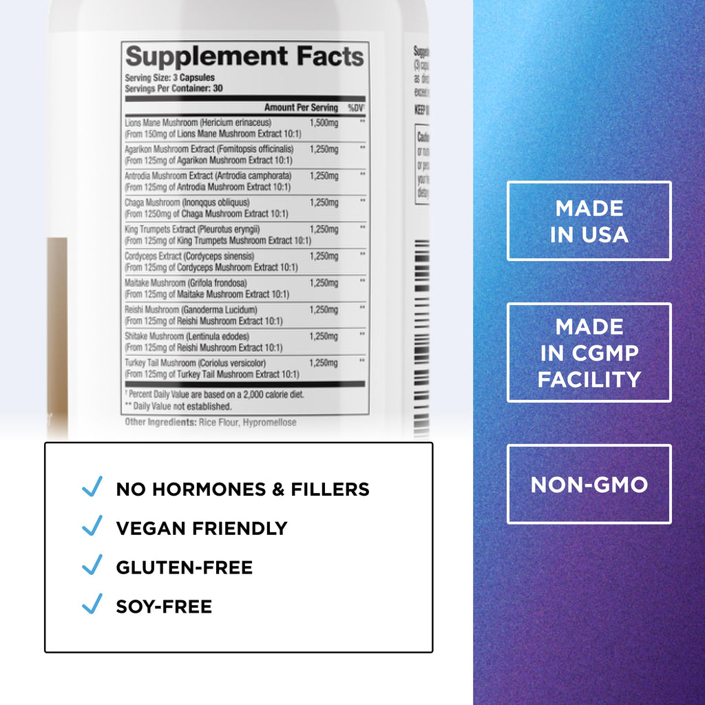 DR. EMIL NUTRITION 10 Mushroom Supplement for Mental Clarity, Focus & Immune Support - Functional Mushroom Nootropic Supplement with Lions Mane Extract, Cordyceps, Turkey Tail & More DR. EMIL NUTRITION Au supplements