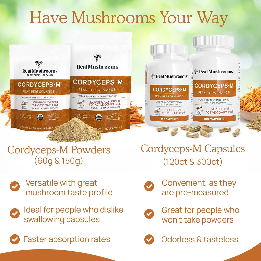 Real Mushrooms Cordyceps Capsules - Performance Mushroom Extract Supplement Real Mushrooms Au supplements