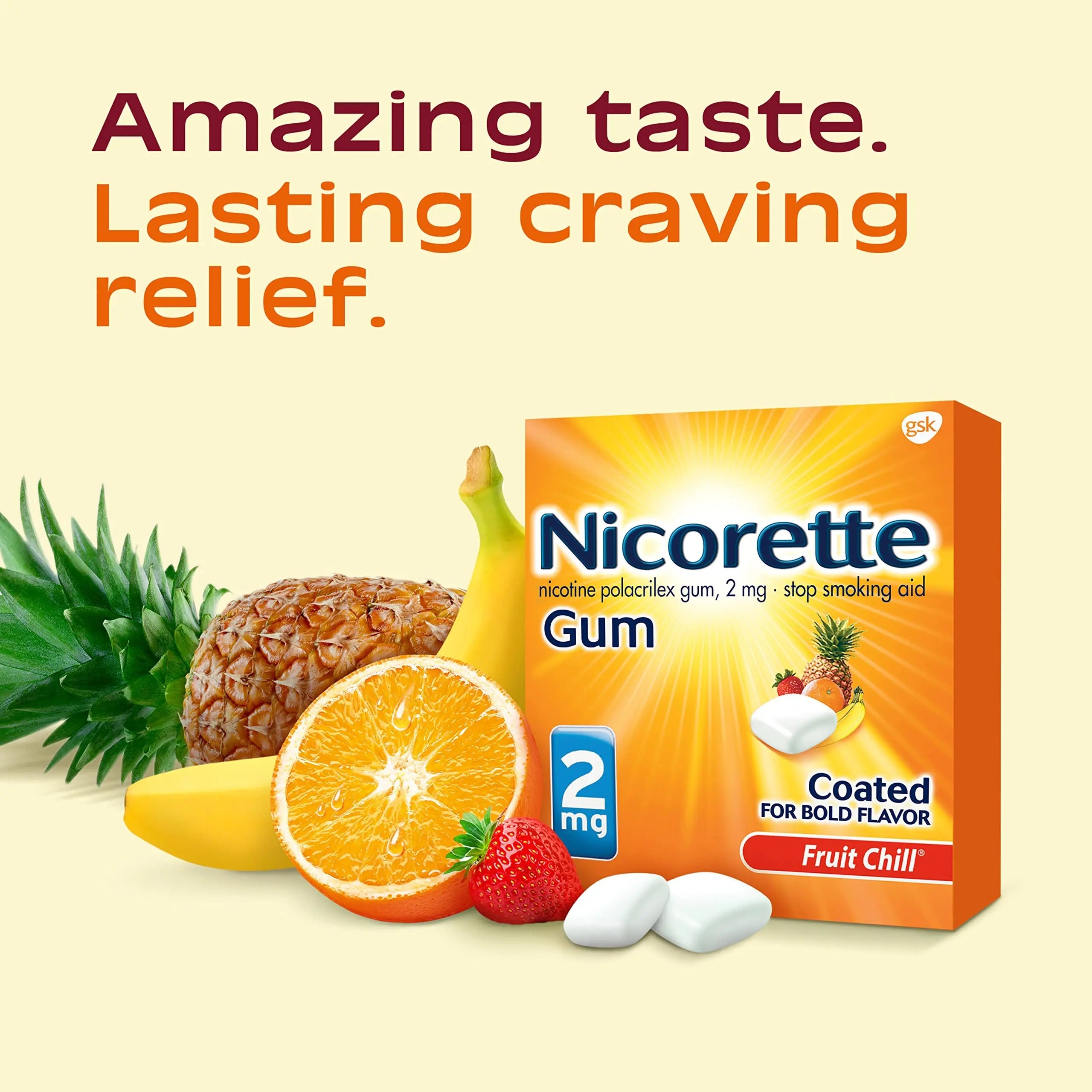 Nicorette 2 mg Nicotine Gum to Help Stop Smoking - Fruit Chill Flavored Nicorette Au supplements