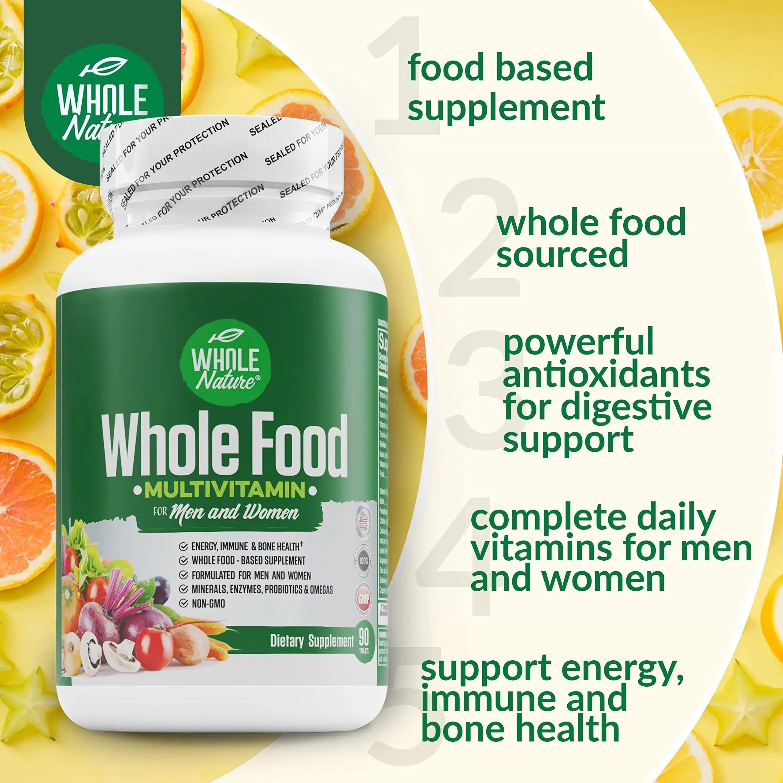 Whole Nature Whole Food Multivitamin for Men and Women Complete Daily Superfood Vitamins Plus Minerals Digestive Enzymes Whole Nature Au supplements