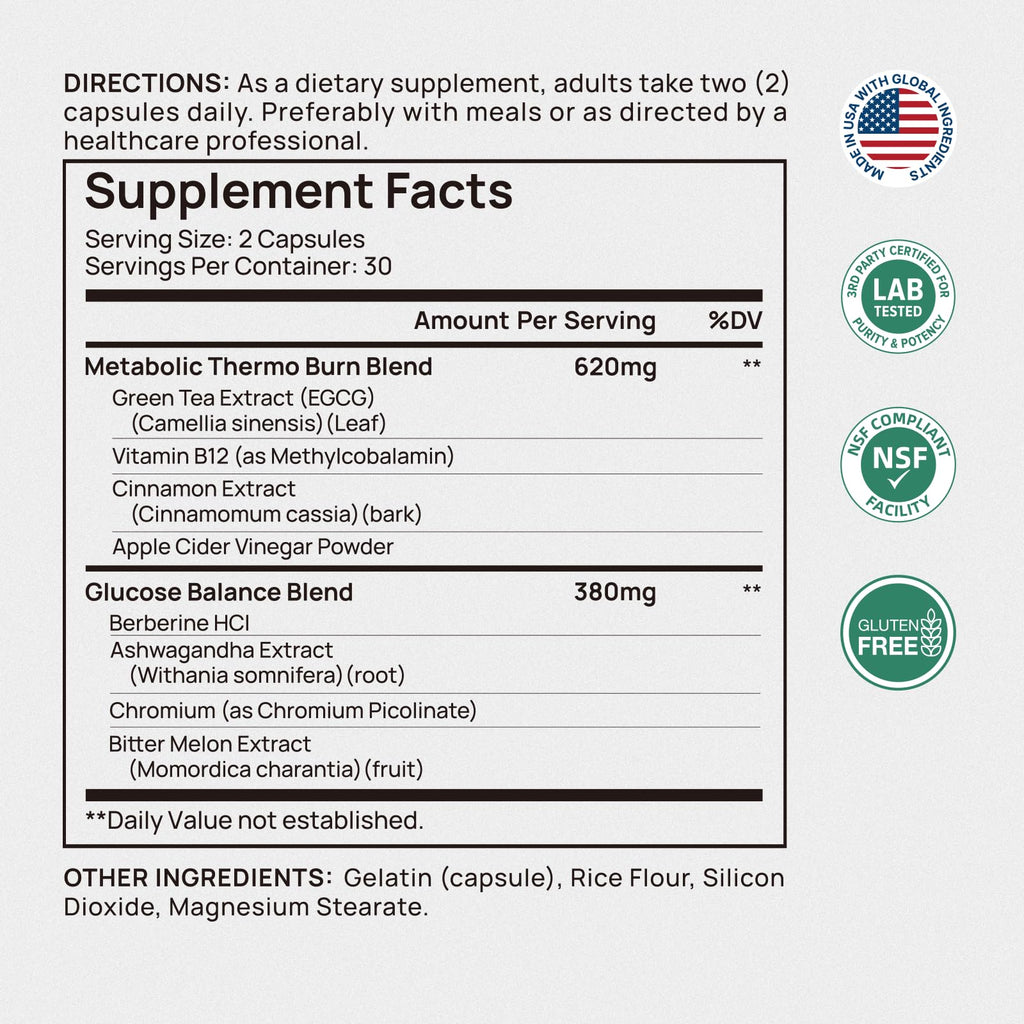 Selerb Metaburn Weight Loss Pills for Women & Men - Appetite Suppressant & Fat Burner, Metabolism Support Weight Loss Supplement with Berberine