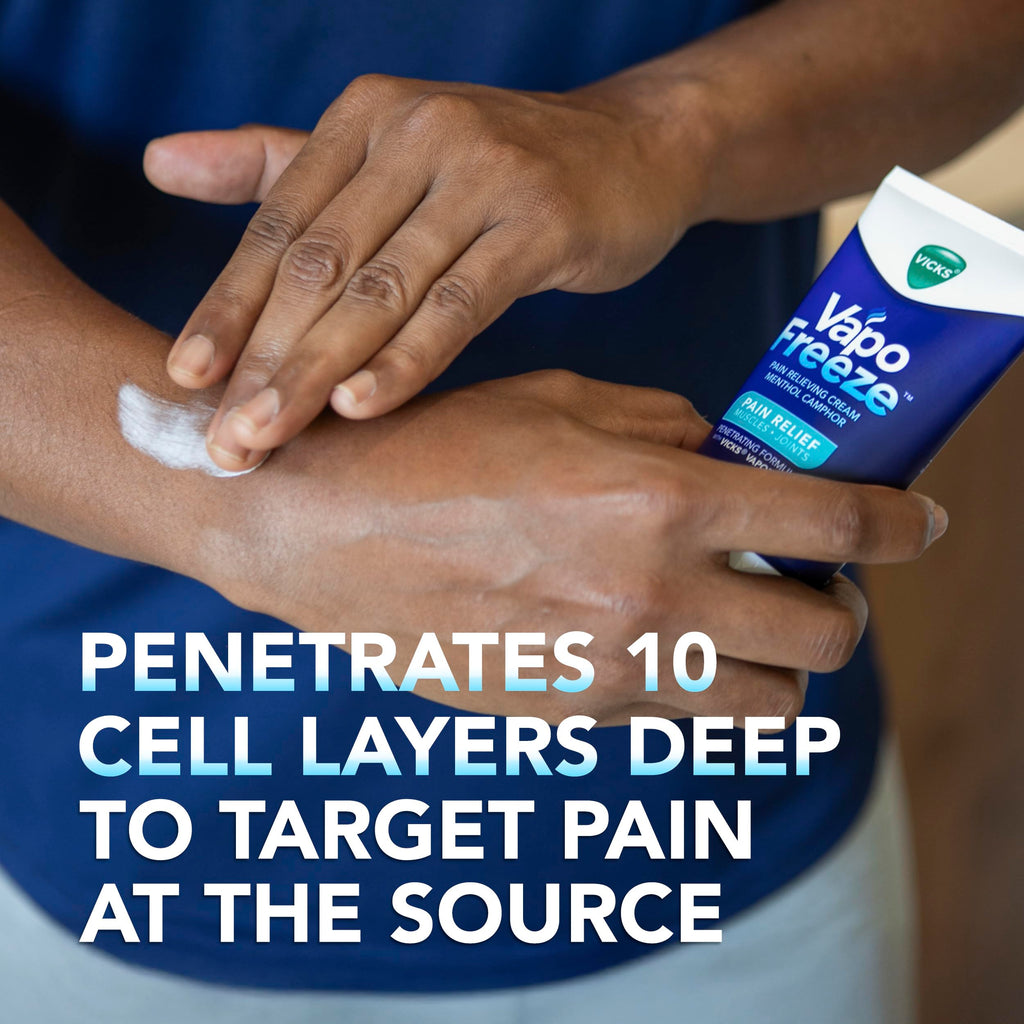 Vicks VapoFreeze Topical Pain Cream 3.0oz, Maximum Strength Menthol+ for Muscle Pain Relief, Joint Pain Relief, Knee Pain Relief, Back Pain Relief, Cream for Pain Relief, Topical Pain Relief Vicks Au supplements
