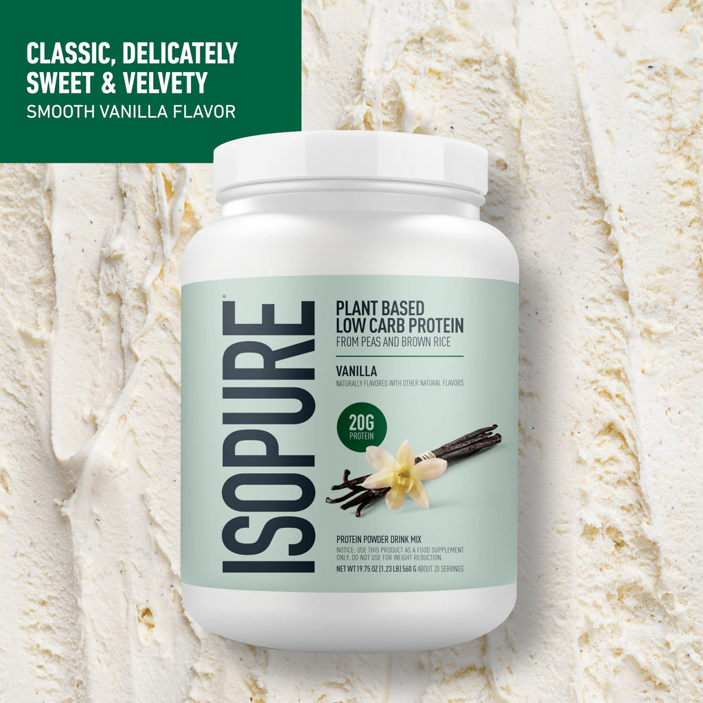 Isopure Plant-Based Protein Powder – 20g Organic Pea and Rice Protein with a Complete Amino Acid Profile – Supports Muscle Recovery