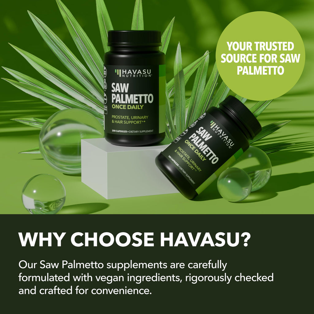 Saw Palmetto for Men Prostate Health Supplement to Promote Urinary Tract Function - 500mg Per Serving - 100 Count - DHT Blocker Hair Vitamin