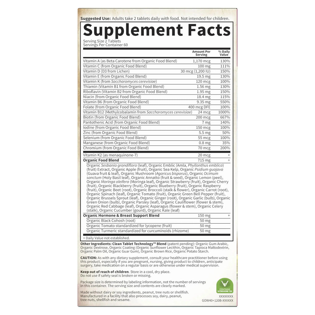 Garden of Life Multivitamin for Women 40 Plus, Organics Womens Vitamins, Hormone & Breast Health Support Blend Garden of Life Au supplements