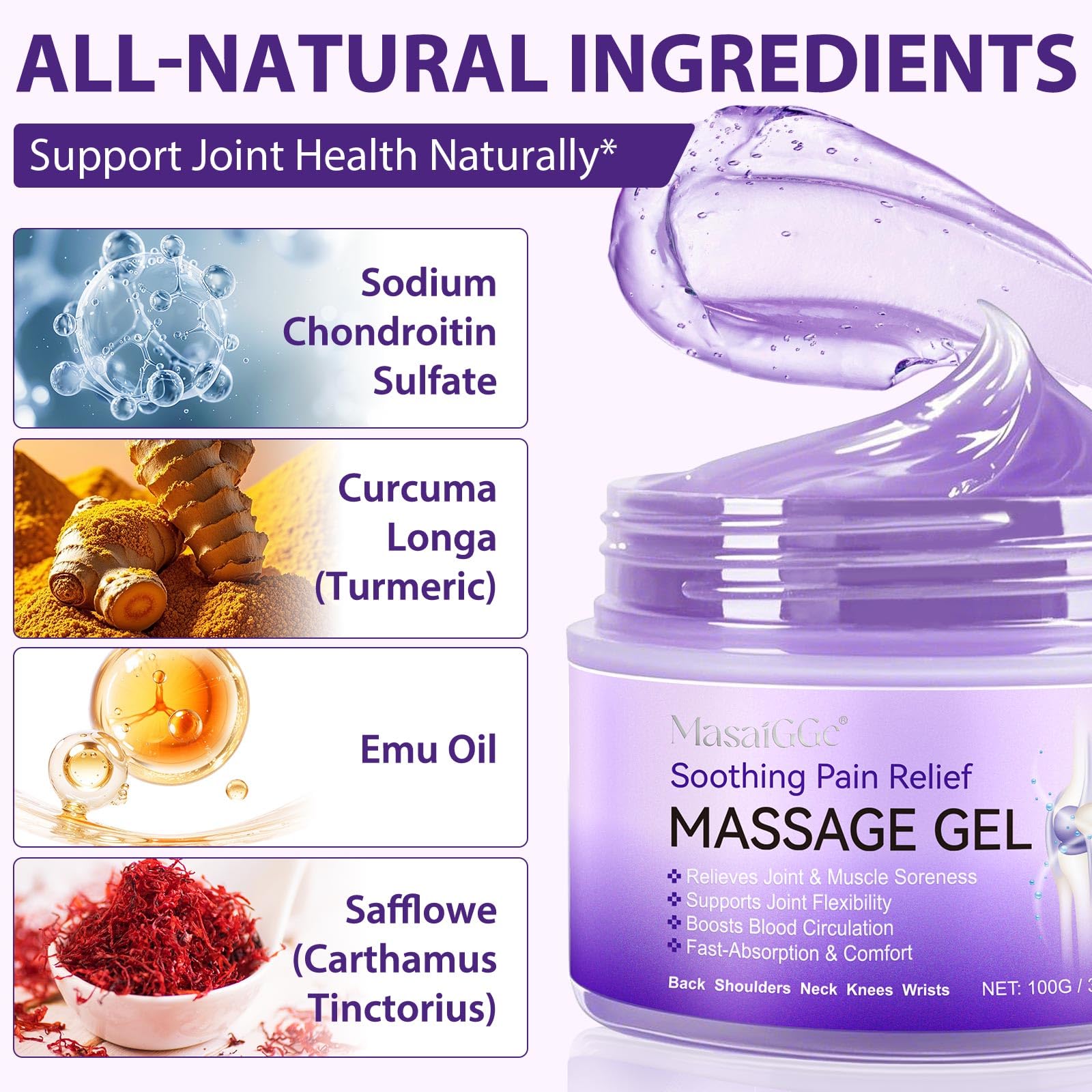 Soothing Massage Gel - Joint Massage Purple Gel, Natural Ingredients & Fast-Absorbing for Soothing Joint, Shoulder, Knee, Back & Muscle Stiffness GTZSXNP Au supplements
