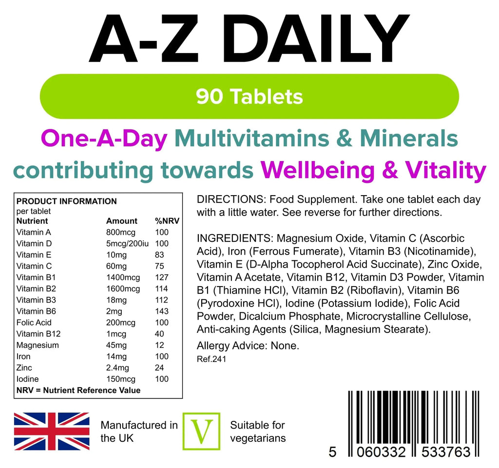 Multivitamin A-Z Daily Tablets 90 Tablets by Lindens Lindens Au supplements