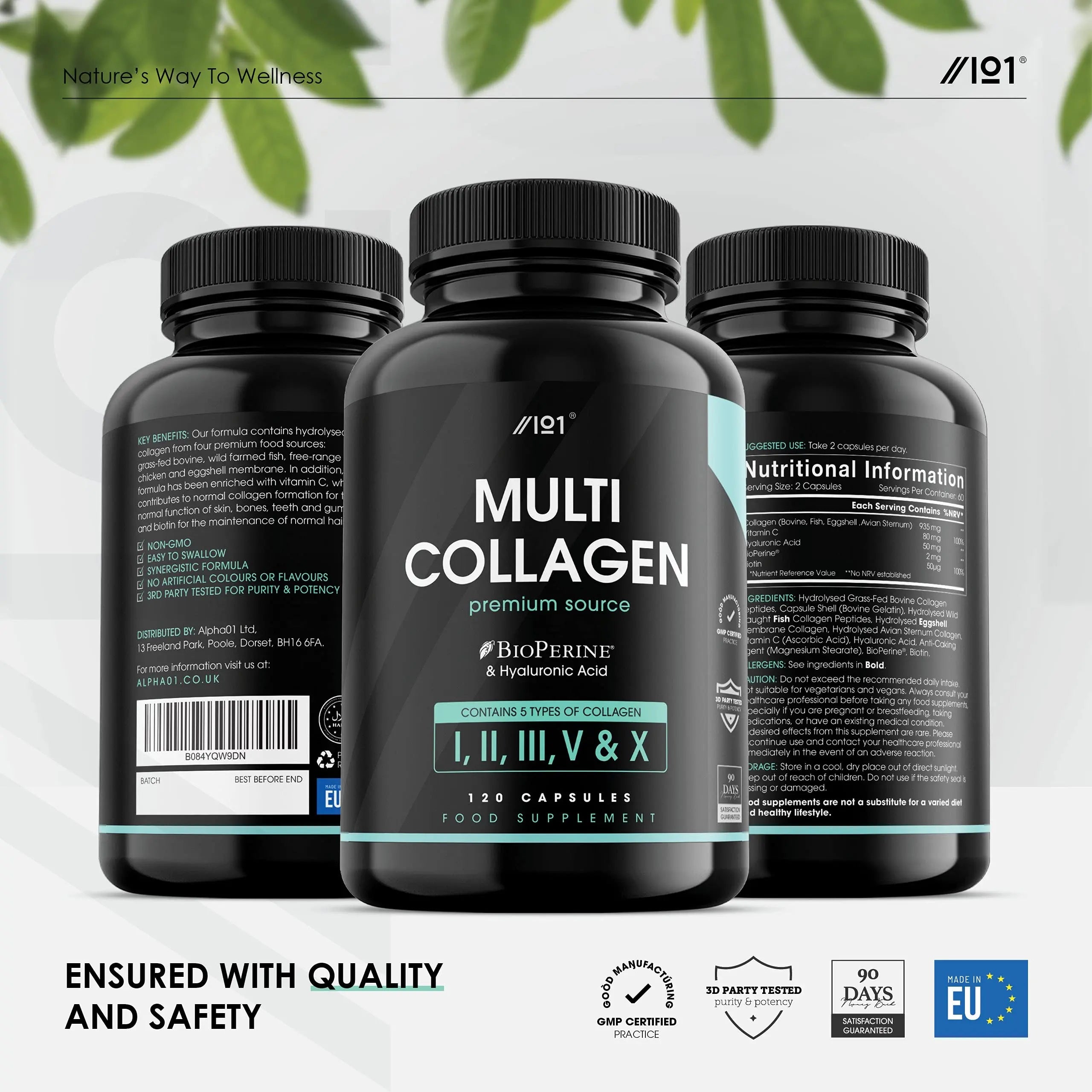 Multi Collagen Capsules - 120 Capsules - Types I, II, III, V & X - Wild Caught Fish, Grass Fed Bovine, Eggshell Revive Naturals Au supplements