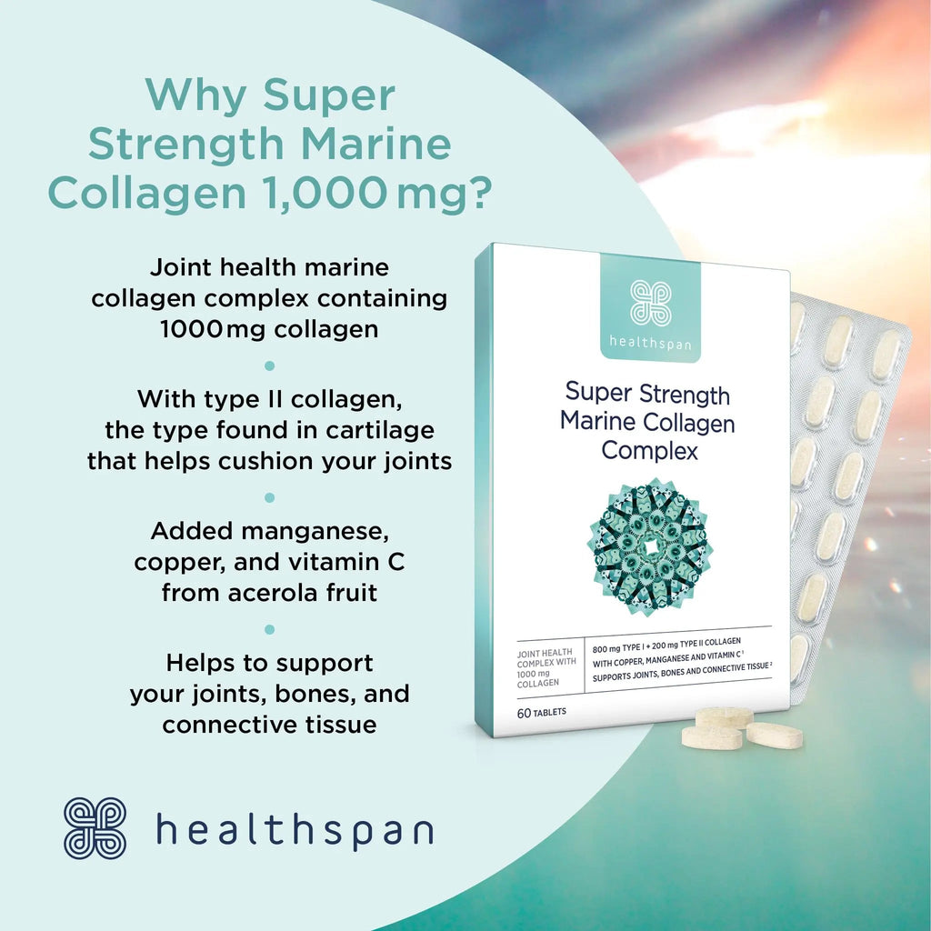 Healthspan 1,000mg Marine Collagen Complex 60 Tablets | 800mg Type I + 200mg Type II Collagen healthspan Au supplements