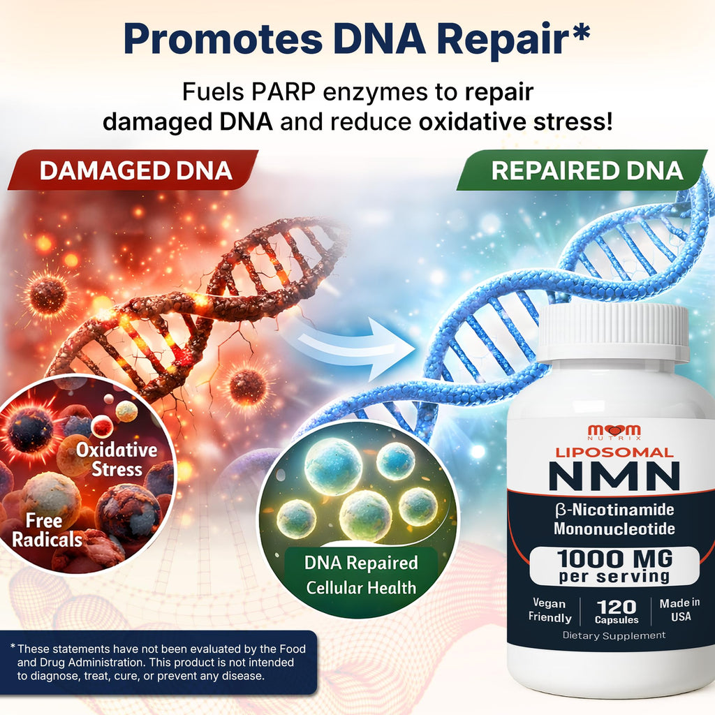 NMN Supplement 1000 mg Pure Nicotinamide Mononucleotide - NAD Precursor for Energy, Cellular Renewal & Longevity Support - Mitochondrial Support 120 Capsules - Vegan, Non GMO, Gluten Free MOM NUTRIX Au supplements