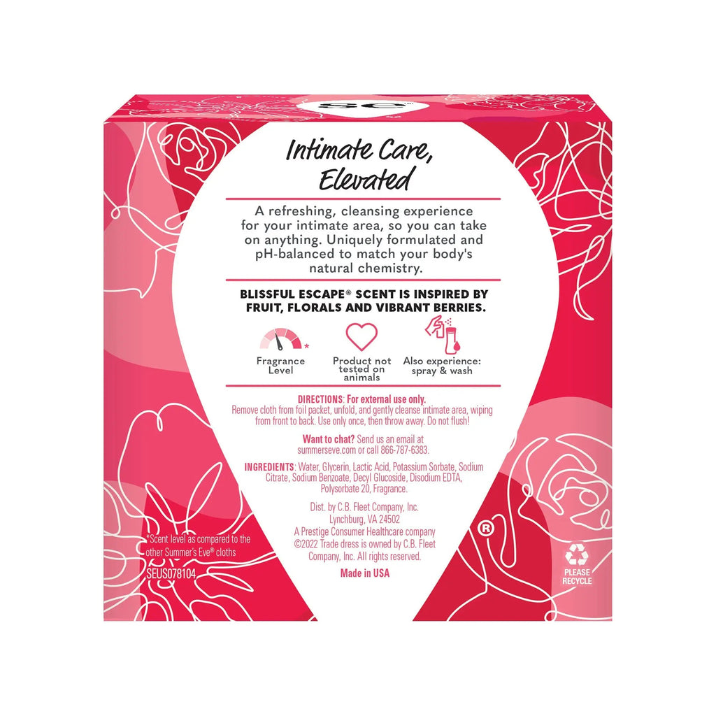Summer's Eve Blissful Escape Daily Refreshing Feminine Wipes, Removes Summer's Eve Au supplements