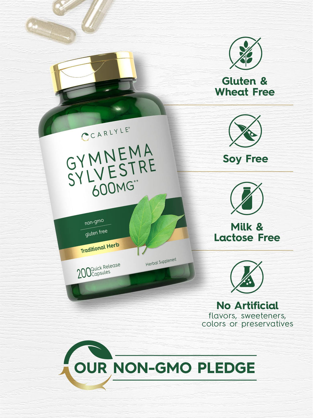 Carlyle Gymnema Sylvestre Capsules | 200 Count | Non-GMO and Gluten Free Supplement