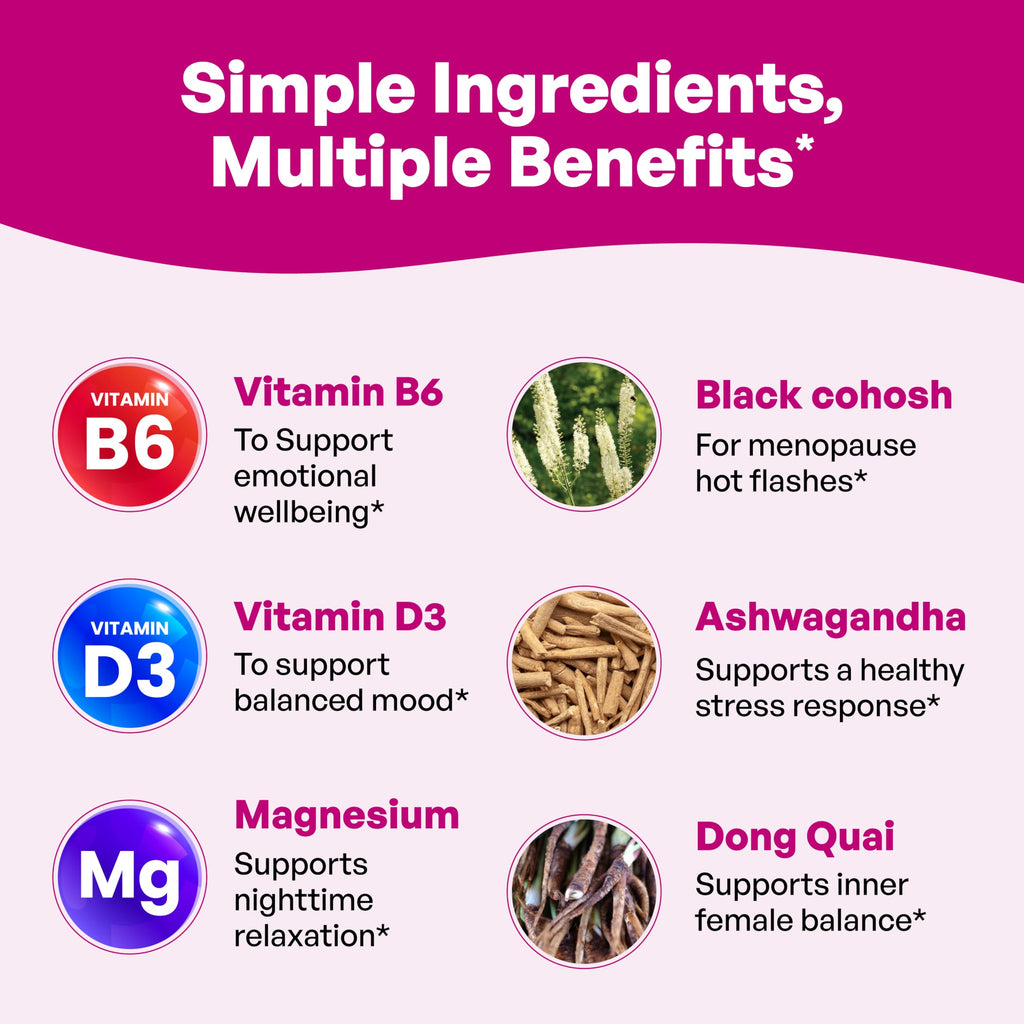 Complete Menopause Support Supplement For Women | With Ashwagandha, Black Cohosh, Dong Quai & Muira Puama | Helps Easing Hot Flashes, Night Sweats, Mood Swings, Hormone Balance & Harmony | 60 Capsules Sandhu's Au supplements