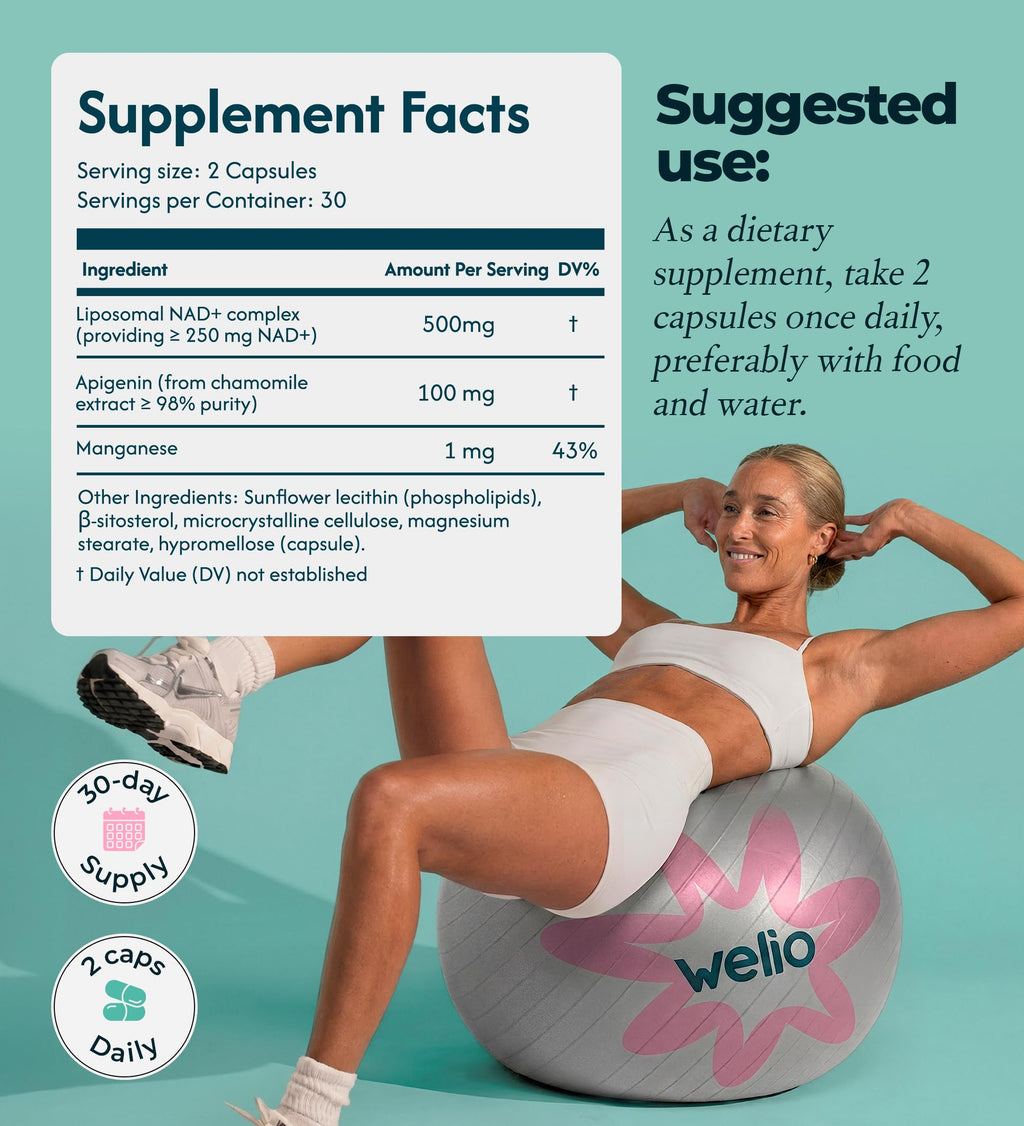 Liposomal NAD Supplement 601mg | Third-Party Tested, High Purity NAD+ | Anti-Aging & Cellular Health | NMN Supplement Alternative | Advanced NAD+ Supplement for Women & Men – 60 Capsules Welio Au supplements