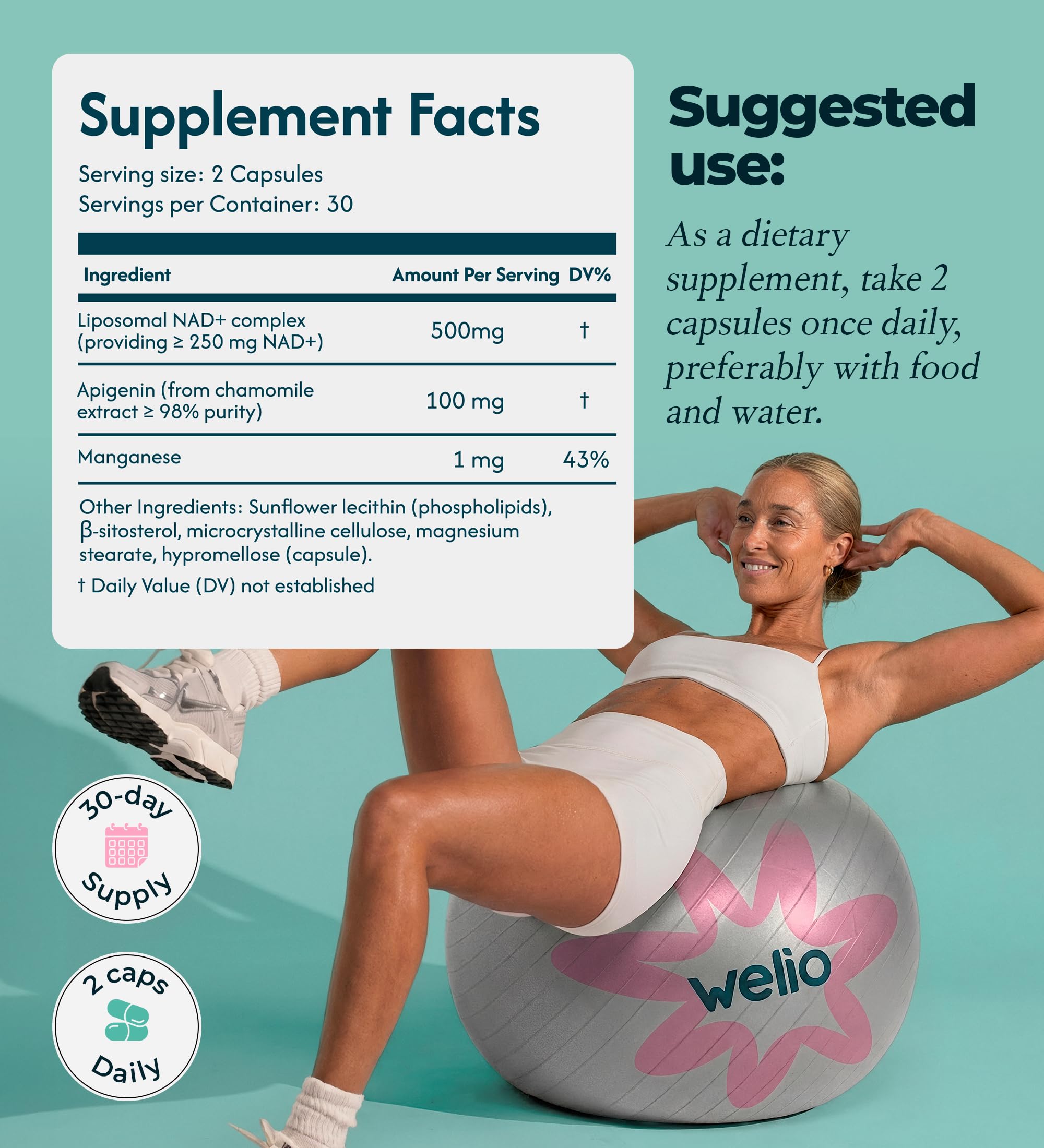 Liposomal NAD Supplement 601mg | Third-Party Tested, High Purity NAD+ | Anti-Aging & Cellular Health | NMN Supplement Alternative | Advanced NAD+ Supplement for Women & Men – 60 Capsules Welio Au supplements