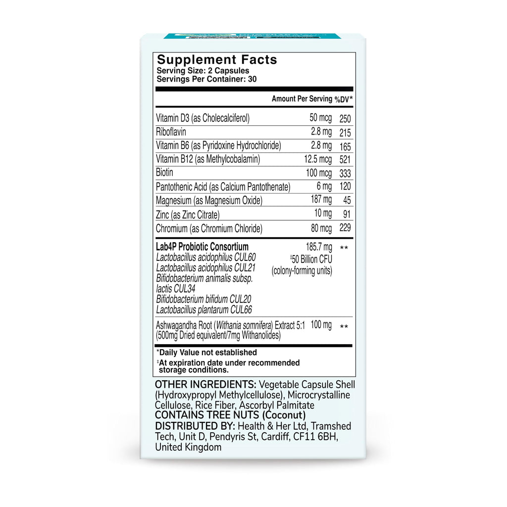 Health & Her Weight Management Probiotics for Women - Perimenopause & Menopause Supplement - Clinically Studied 50bn CFU Probiotics to Support Gut Health, Energy, Mood & Mind, Vegan (60 ct - 1 Month) Health and Her Au supplements