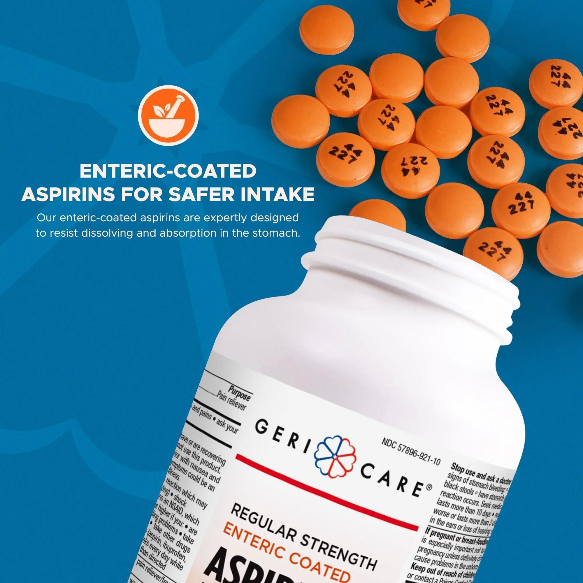GeriCare Enteric Coated Aspirin Tablets 325mg (1000 Count) NSAID Pain Reliever & Fever Reducer for Adults- Regular Strength Aspirin for Headache Arthritis Menstrual & Muscle Pain GeriCare Au supplements